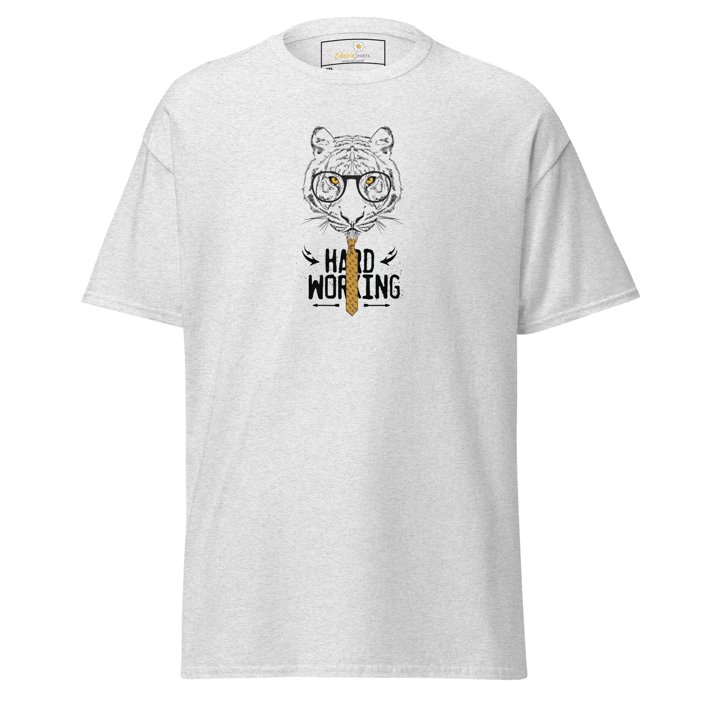 Heren klassiek t-shirt - WILDLIFE TIGER HARD WORKING - GROOT