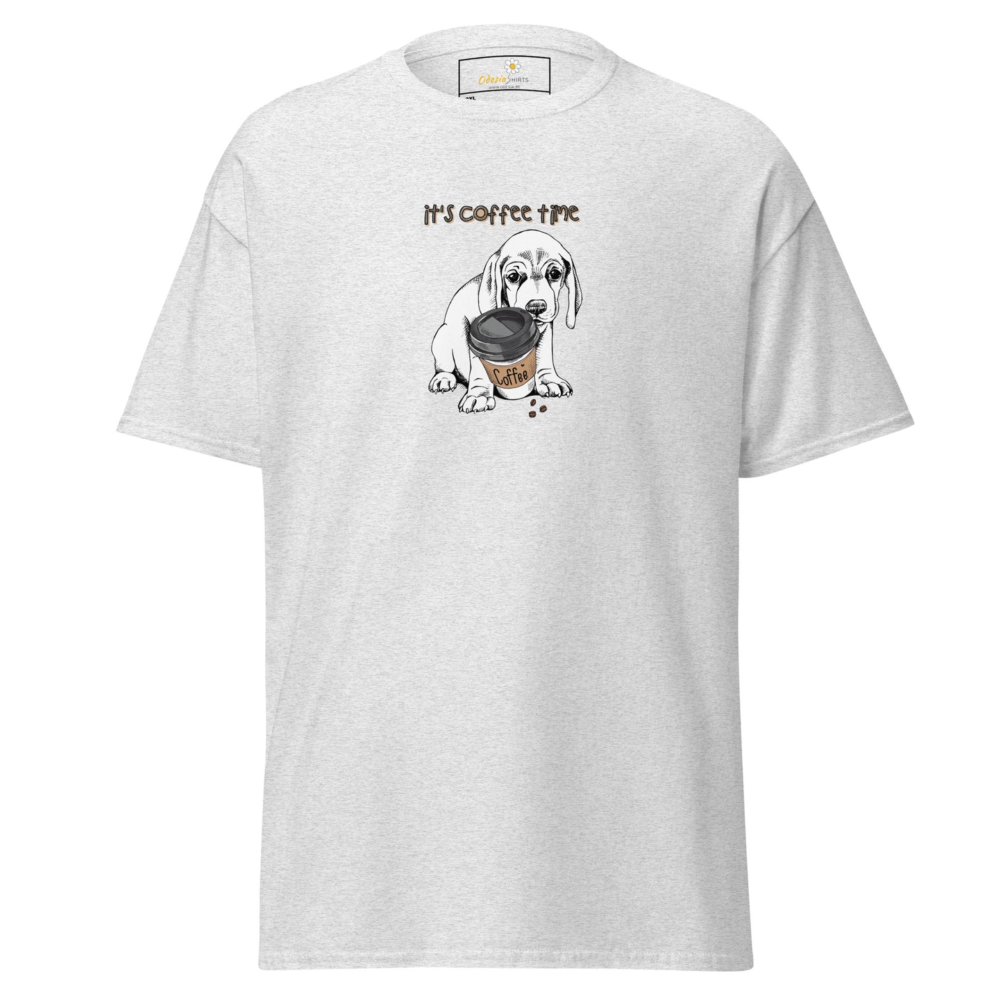 T-shirt classique unisexe - ANIMAUX CHIOT COFFEE TIME - GRAND