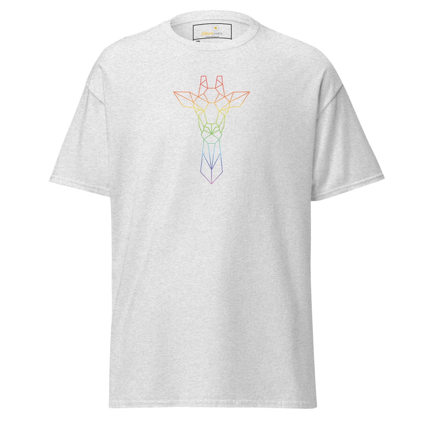 Klassiek heren t-shirt - WILDLIFE GIRAFFE LINE COLORS - GROOT