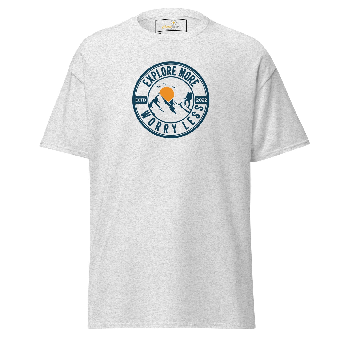 Unisex classic t-shirt - ADVENTURE EXPLORE MORE WORRY LESS - BIG