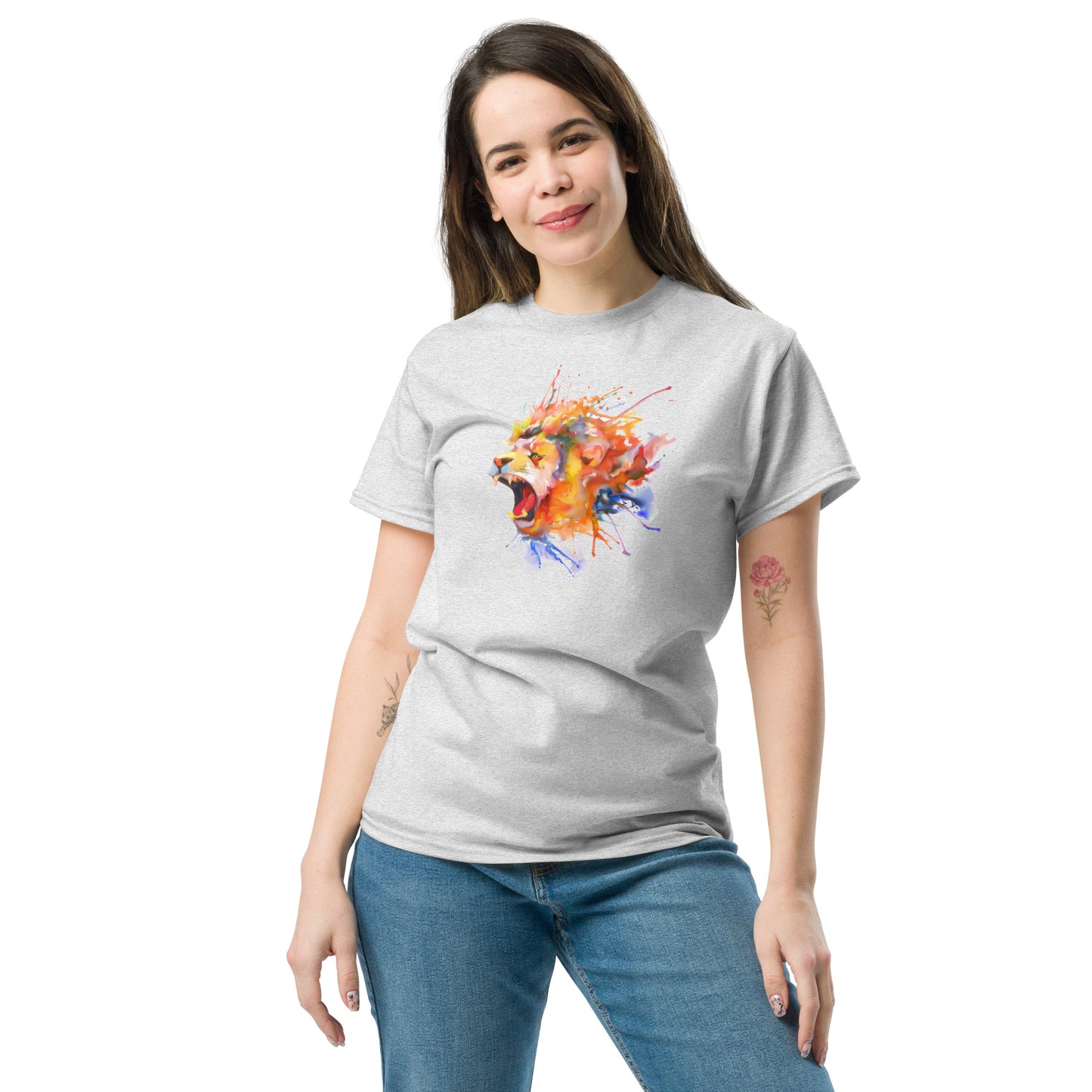 T-shirt classique pour homme - WILDLIFE LION WATERPAINTING - GRAND