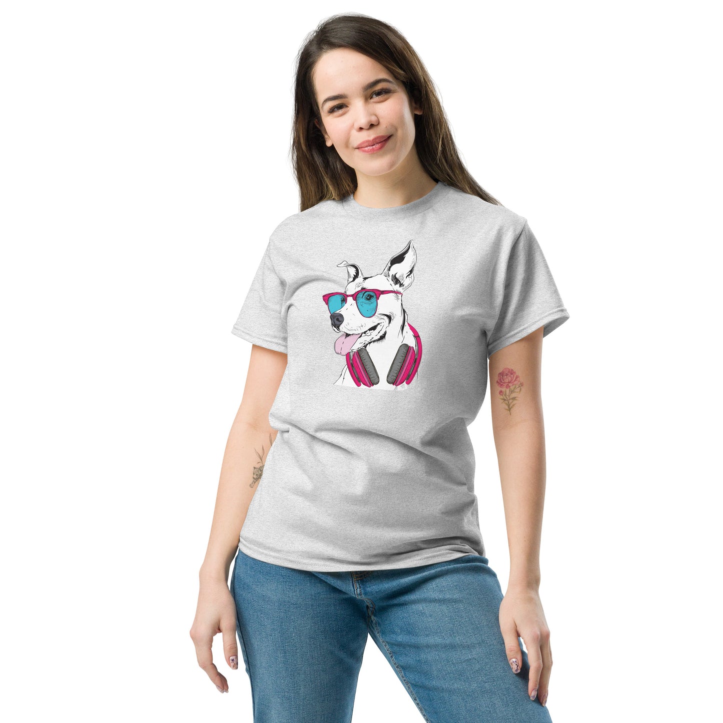 T-shirt classique unisexe - ANIMAUX MUSIQUE FUN CHIEN - GRAND