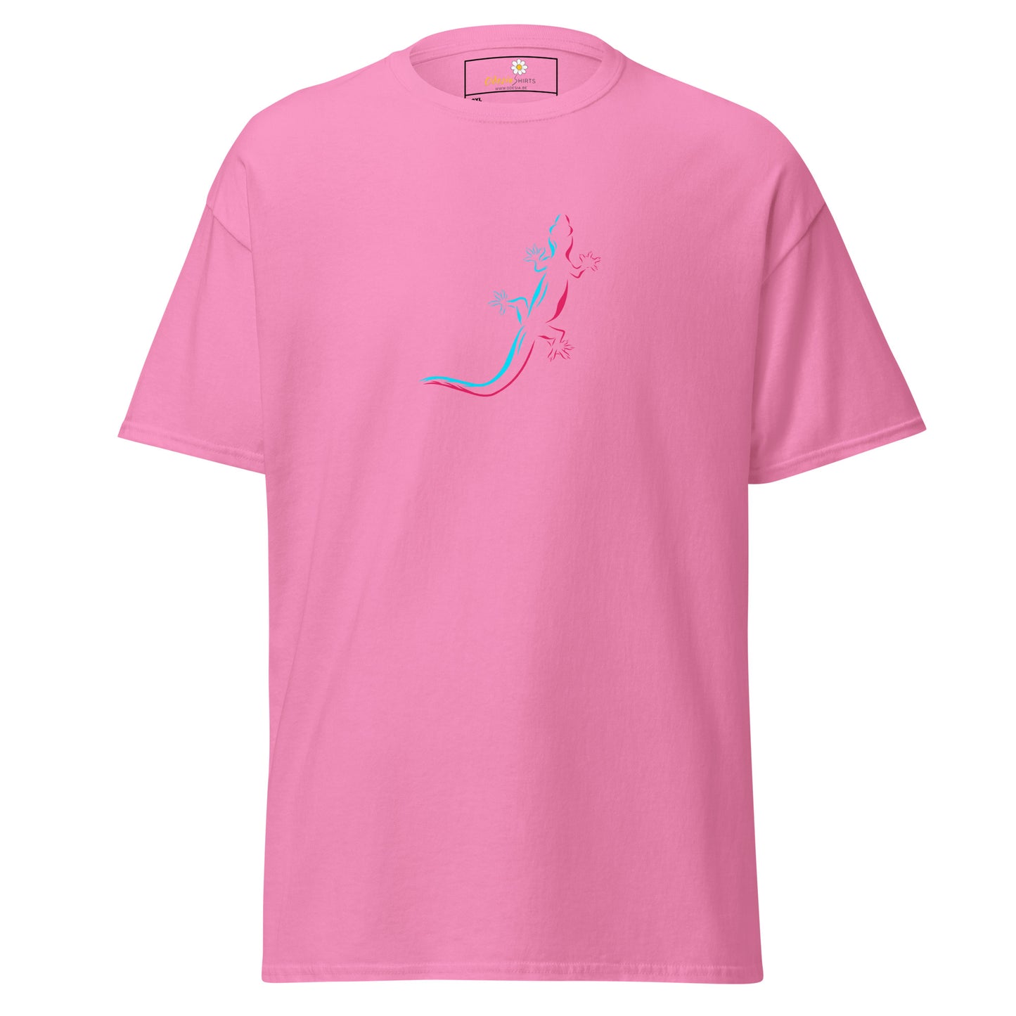 Heren klassiek t-shirt - WILDLIFE BLUE RED LIZARD - GROOT