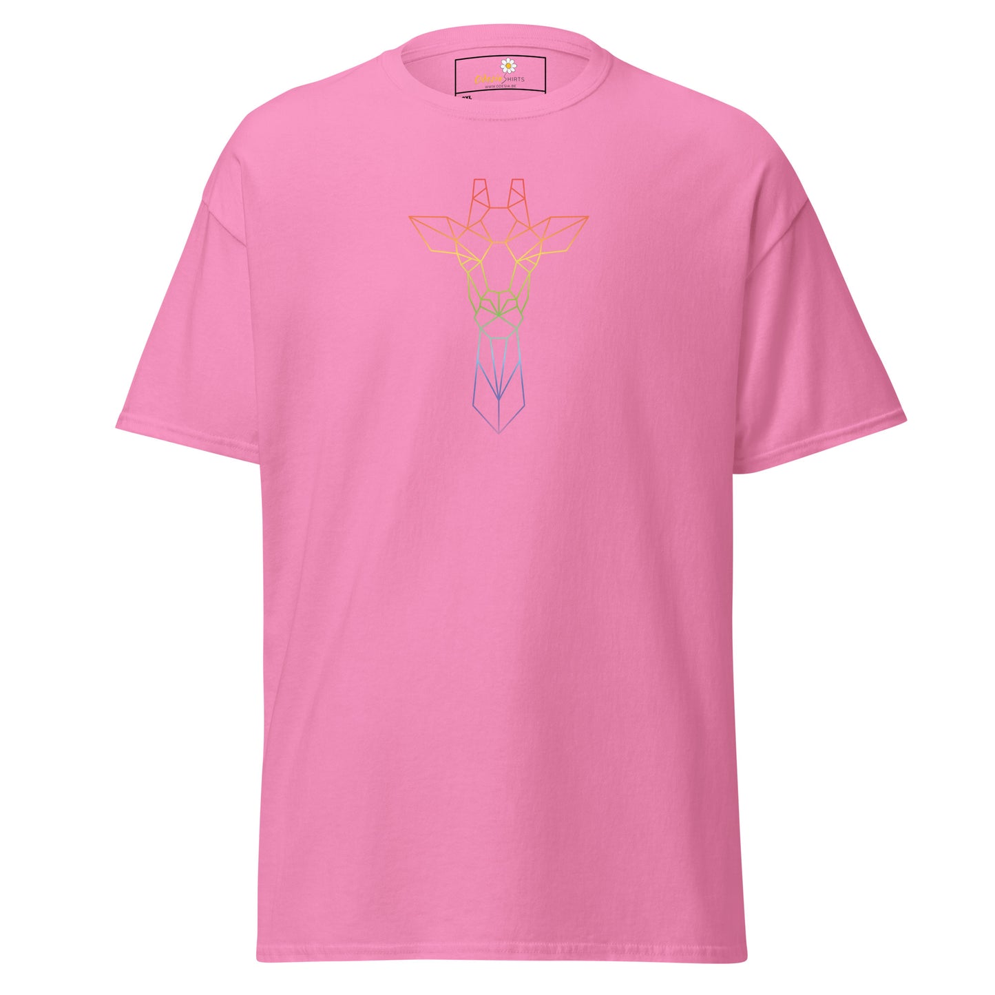 Klassiek heren t-shirt - WILDLIFE GIRAFFE LINE COLORS - GROOT