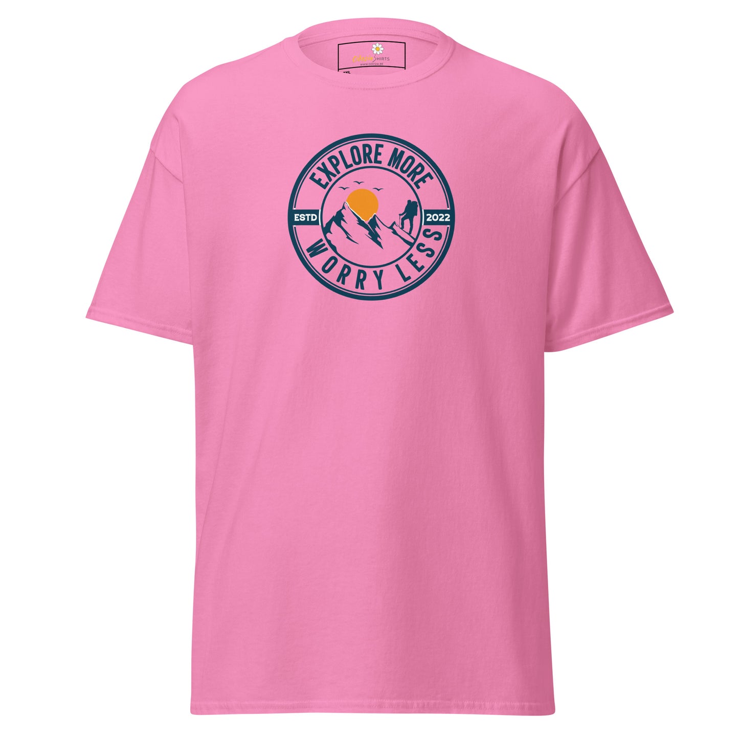 Unisex classic t-shirt - ADVENTURE EXPLORE MORE WORRY LESS - BIG