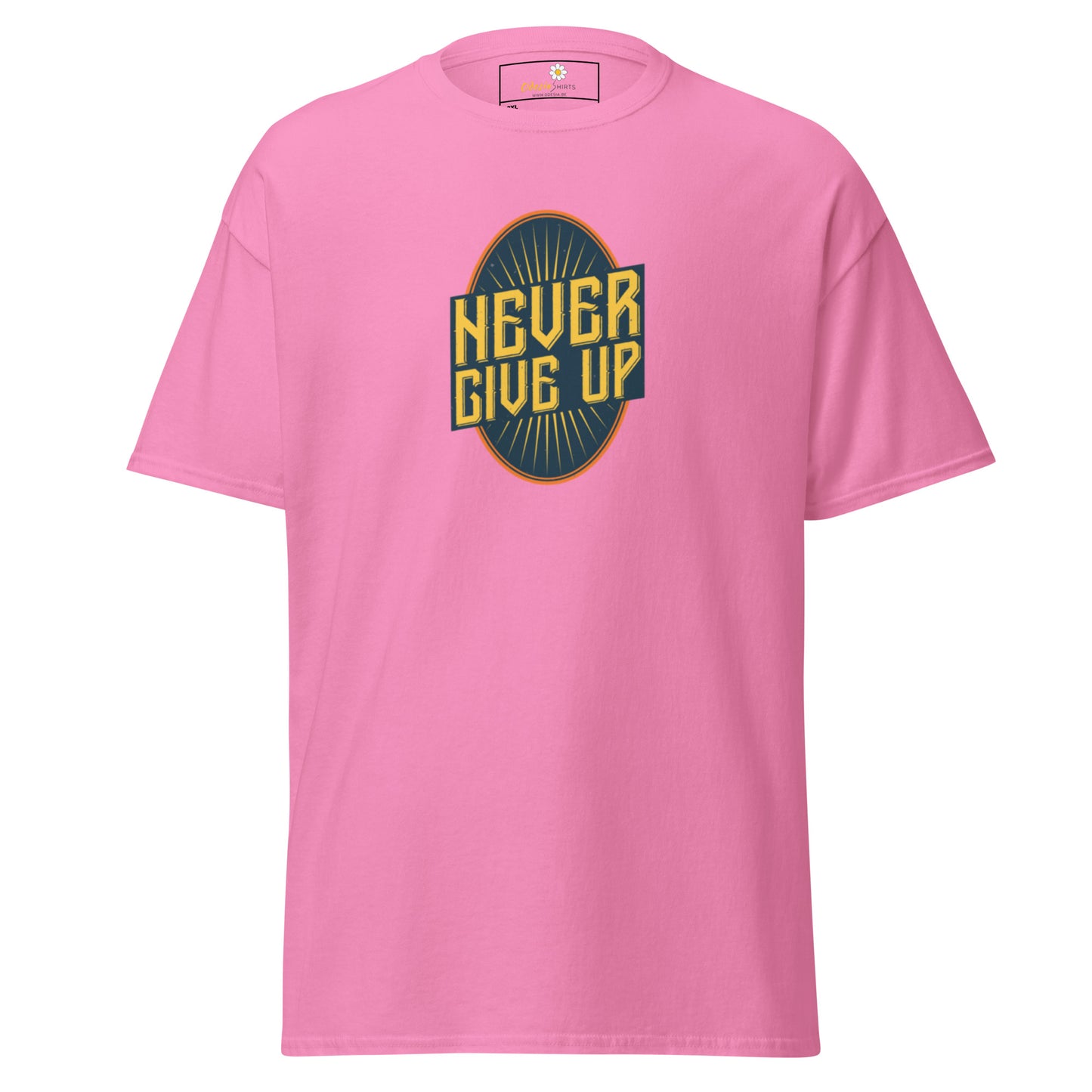 T-shirt classique pour homme - Texte NEVER GIVE UP - GRAND