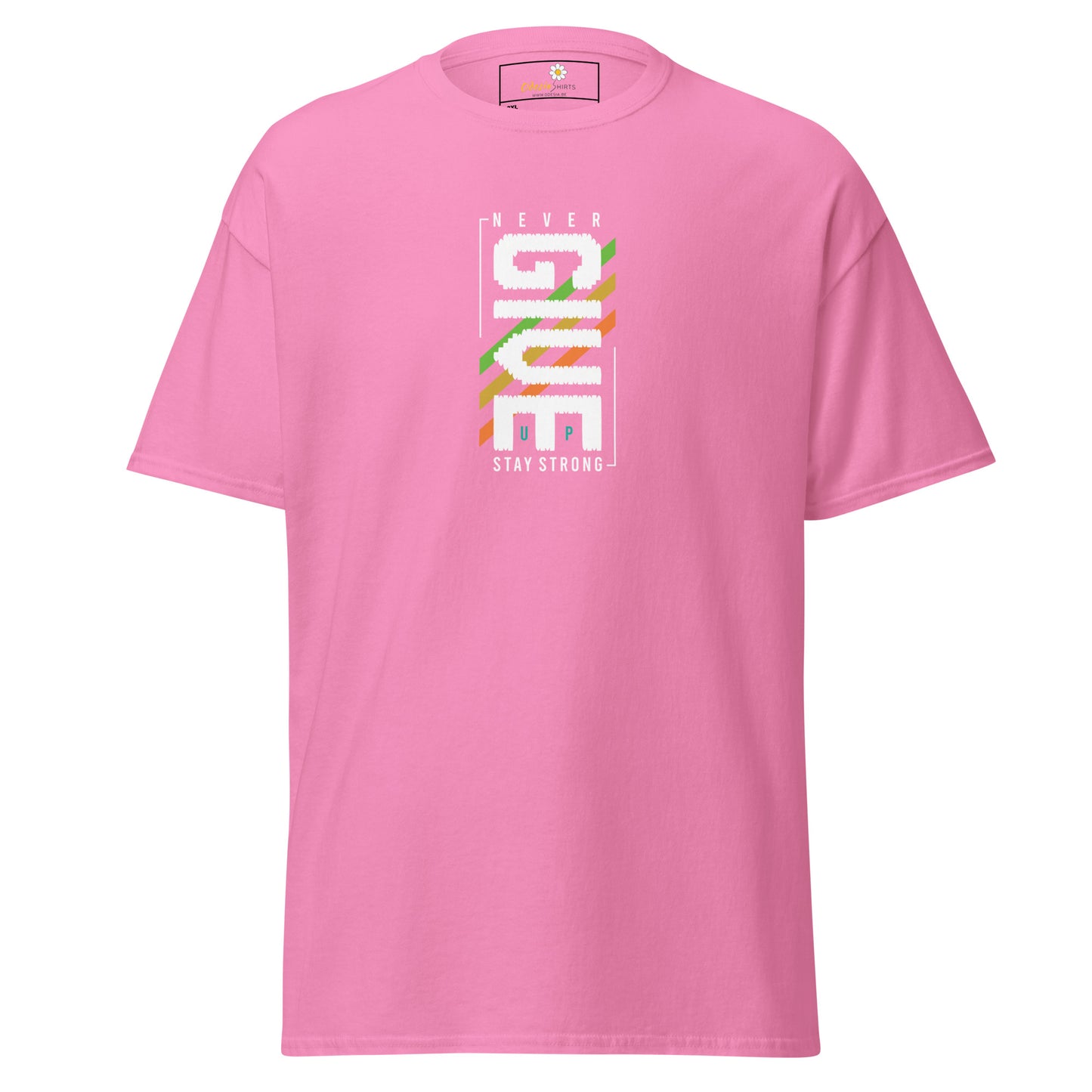 T-shirt classique pour homme - Texte NEVER GIVE UP - GRAND