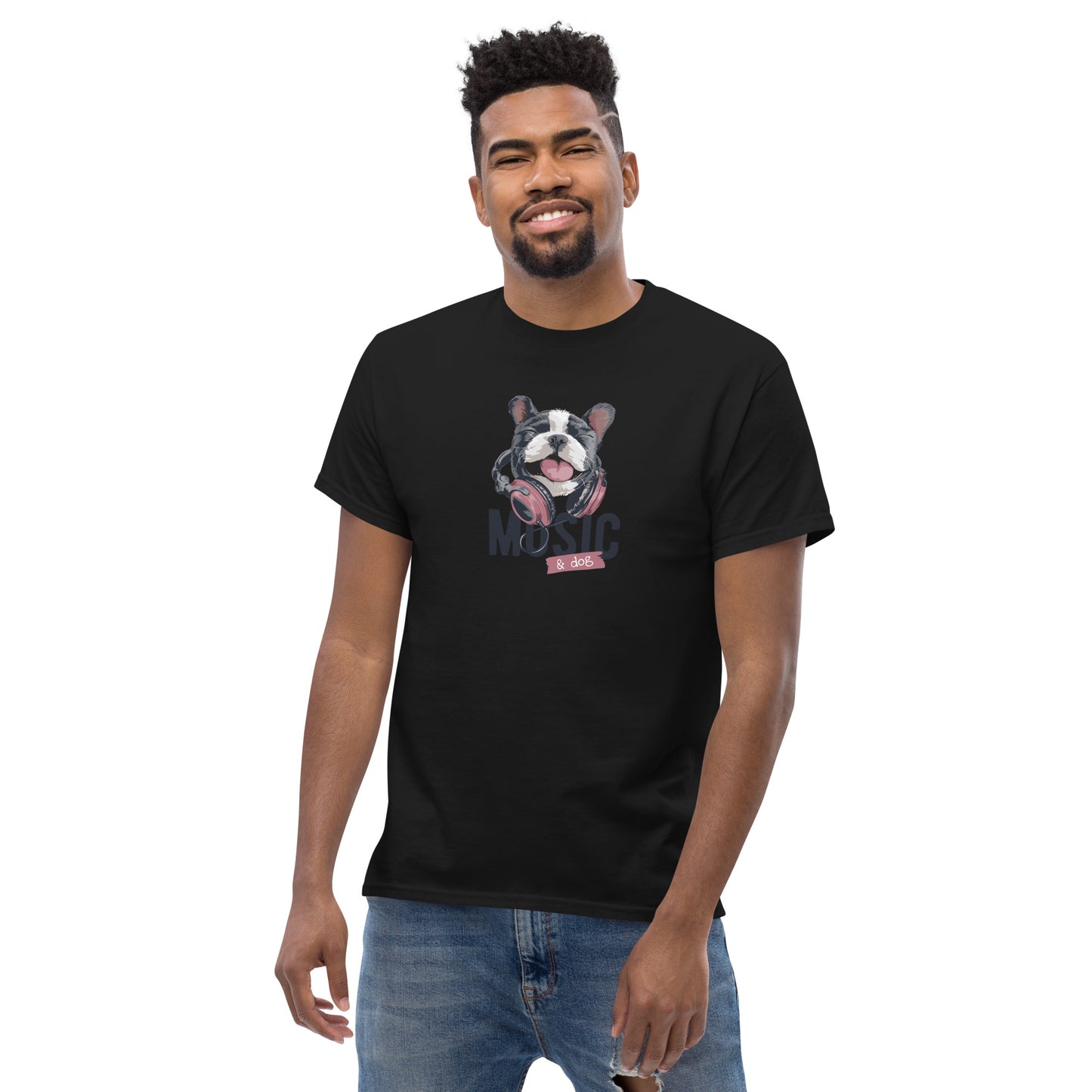T-shirt classique unisexe - ANIMAUX CHIEN MUSIQUE - GRAND