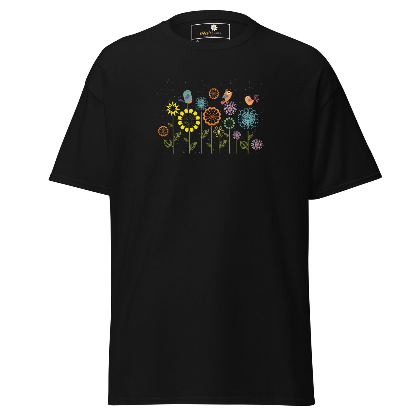 Klassieke t-shirts voor heren - DIEREN VOGELS OP BLOEMEN - GROOT