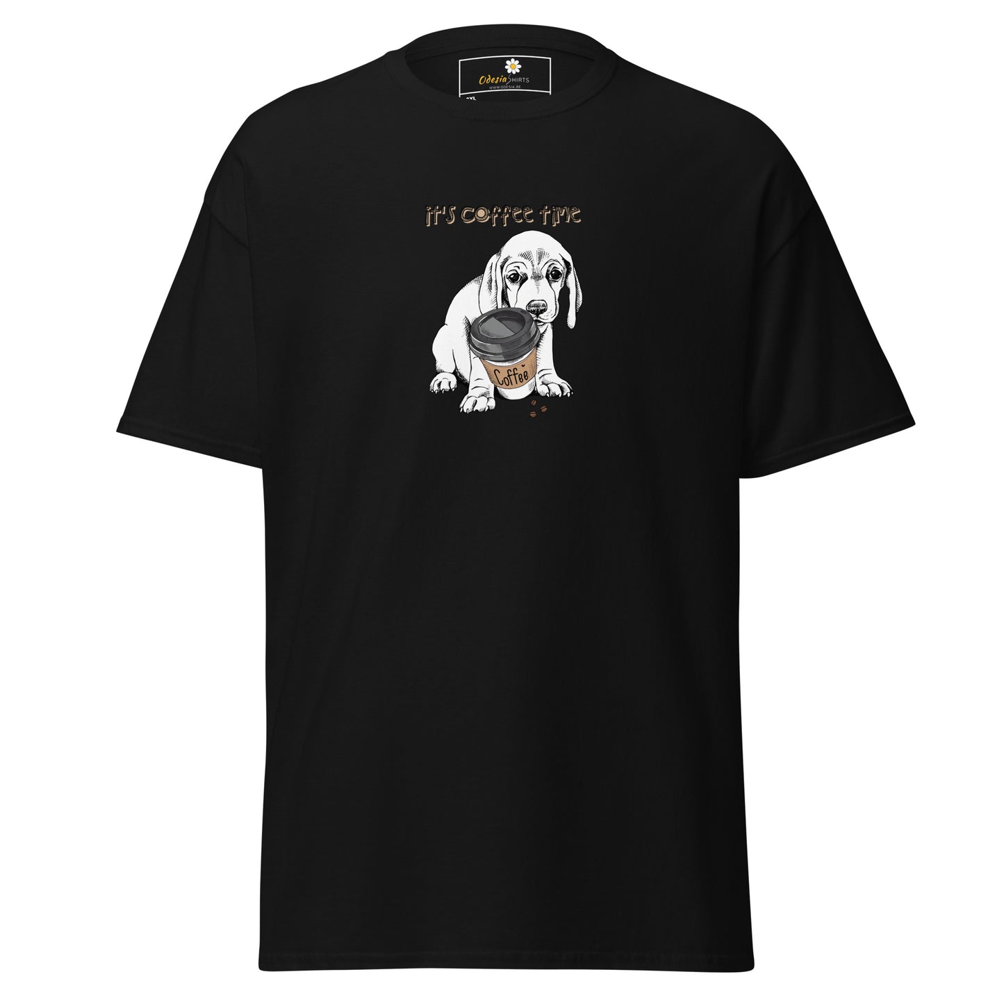 T-shirt classique unisexe - ANIMAUX CHIOT COFFEE TIME - GRAND