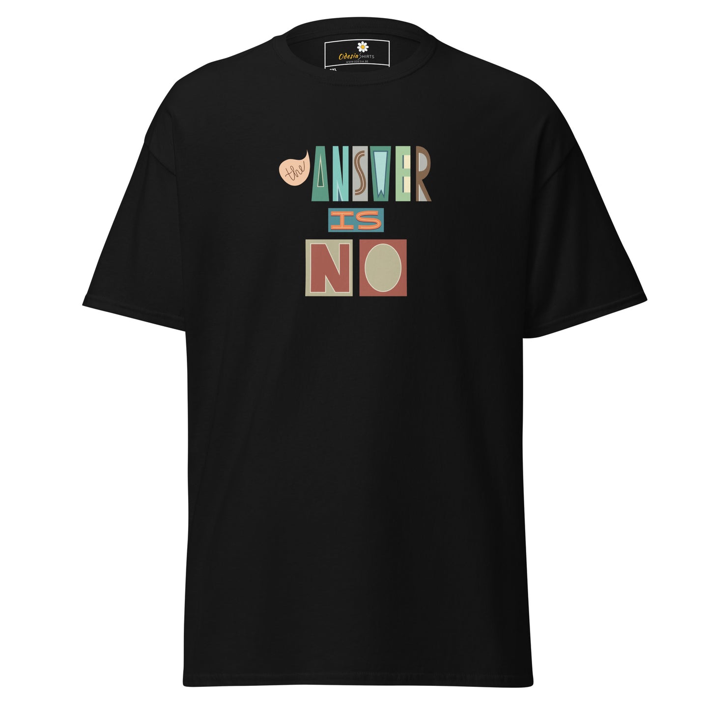 Heren klassiek t-shirt - TEKST HET ANTWOORD IS NEE - GROOT