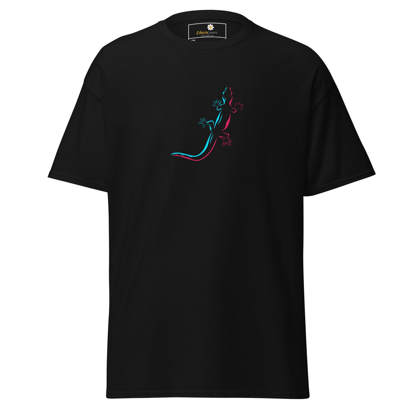 Heren klassiek t-shirt - WILDLIFE BLUE RED LIZARD - GROOT