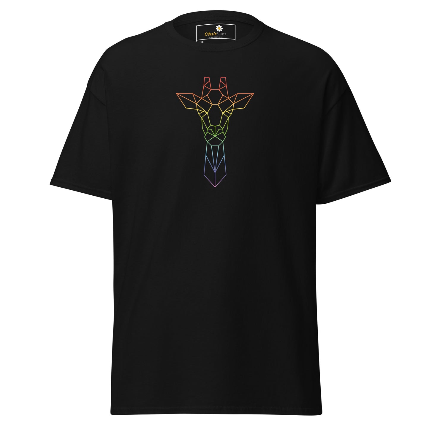Klassiek heren t-shirt - WILDLIFE GIRAFFE LINE COLORS - GROOT