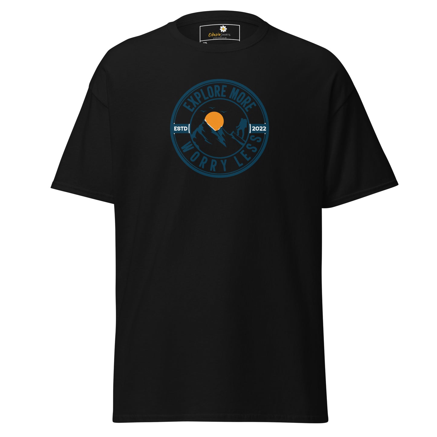 Unisex classic t-shirt - ADVENTURE EXPLORE MORE WORRY LESS - BIG