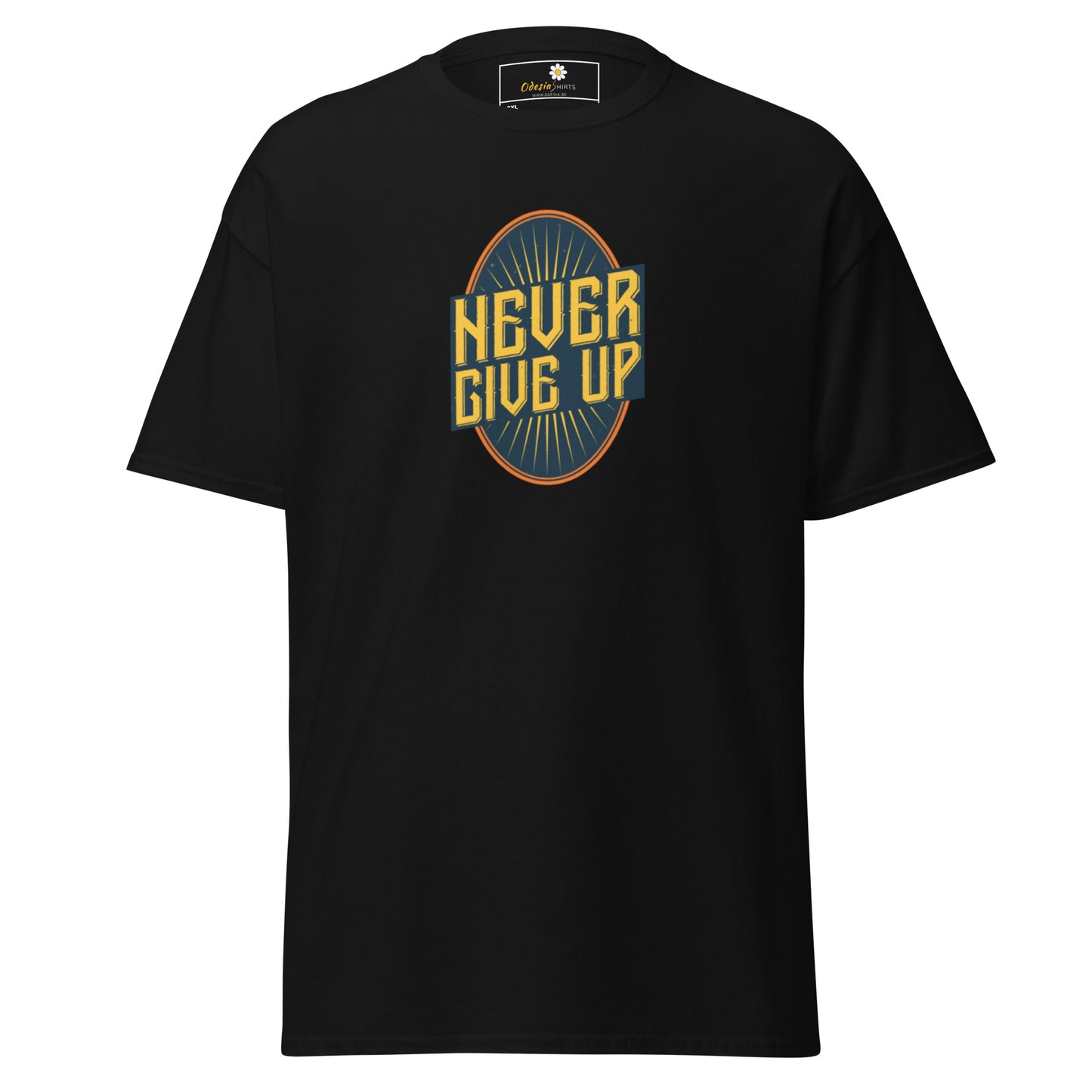 T-shirt classique pour homme - Texte NEVER GIVE UP - GRAND