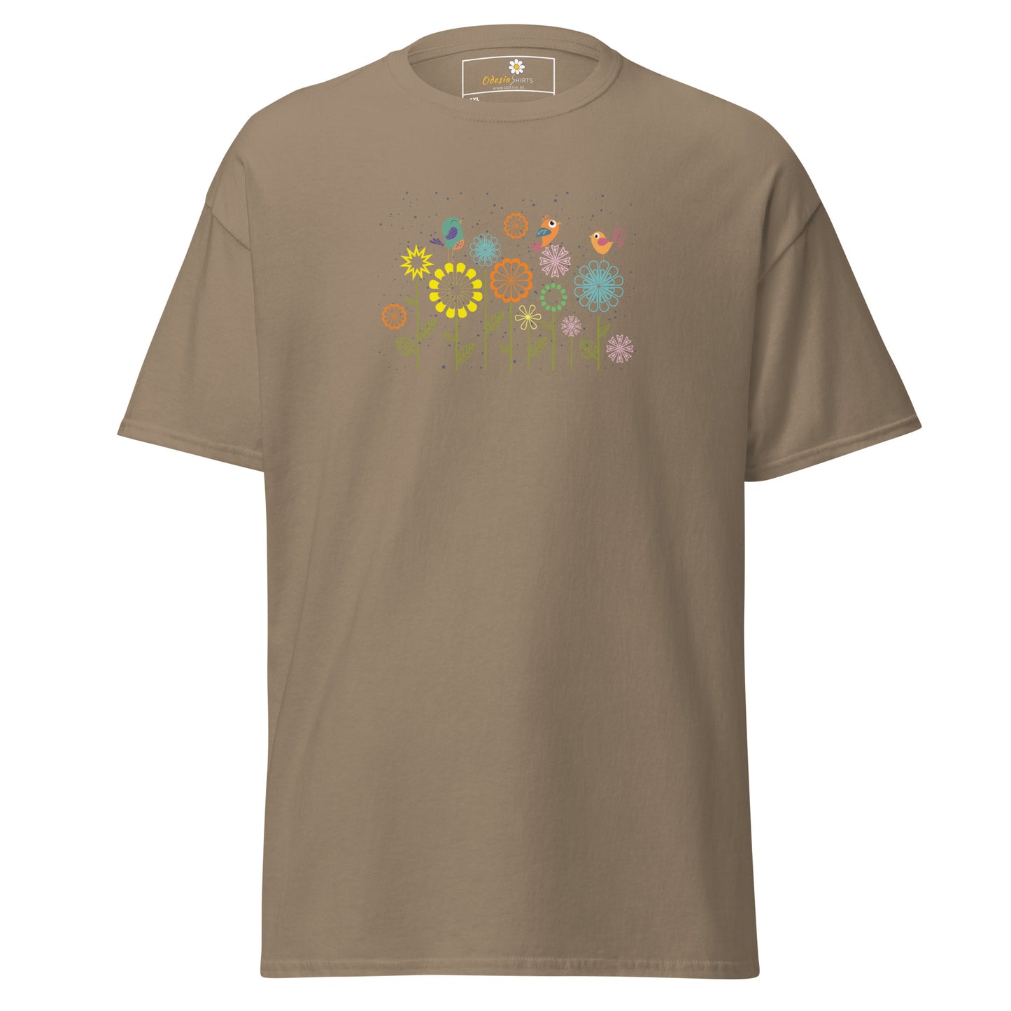 Klassieke t-shirts voor heren - DIEREN VOGELS OP BLOEMEN - GROOT