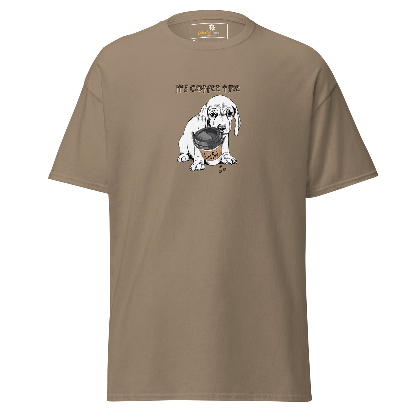 T-shirt classique unisexe - ANIMAUX CHIOT COFFEE TIME - GRAND
