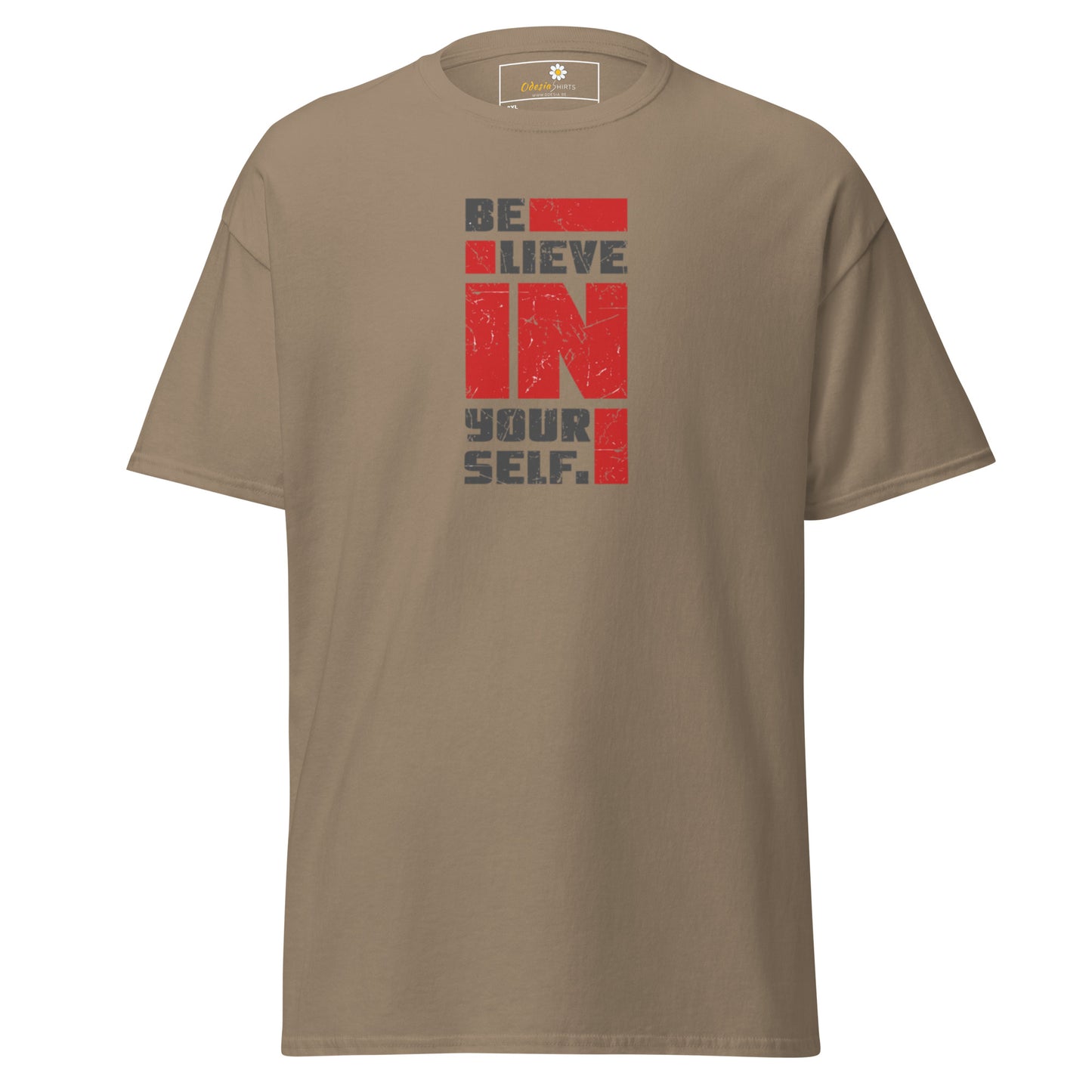 Heren klassiek t-shirt - TEKST POSITIEF GELOOF IN JEZELF - GROOT
