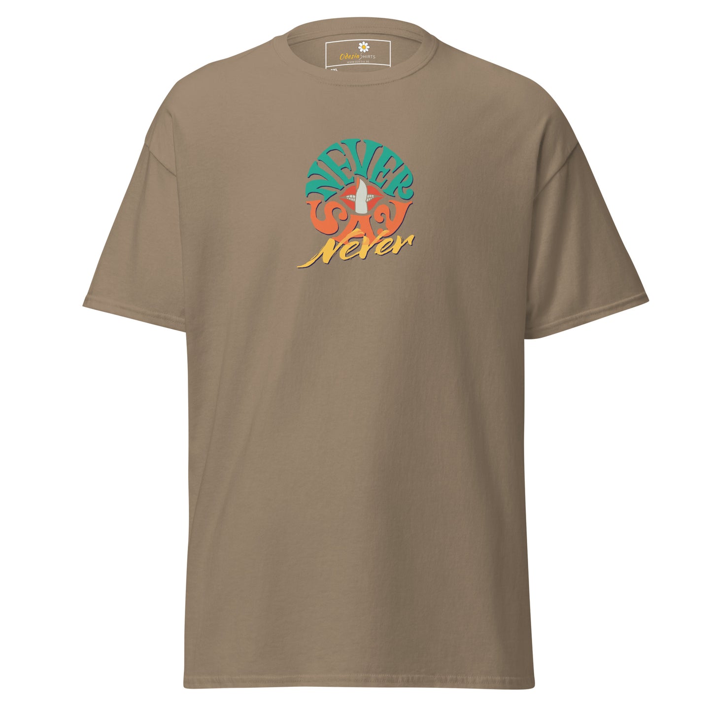 T-shirt classique pour homme - Texte Never Say Never - Grand