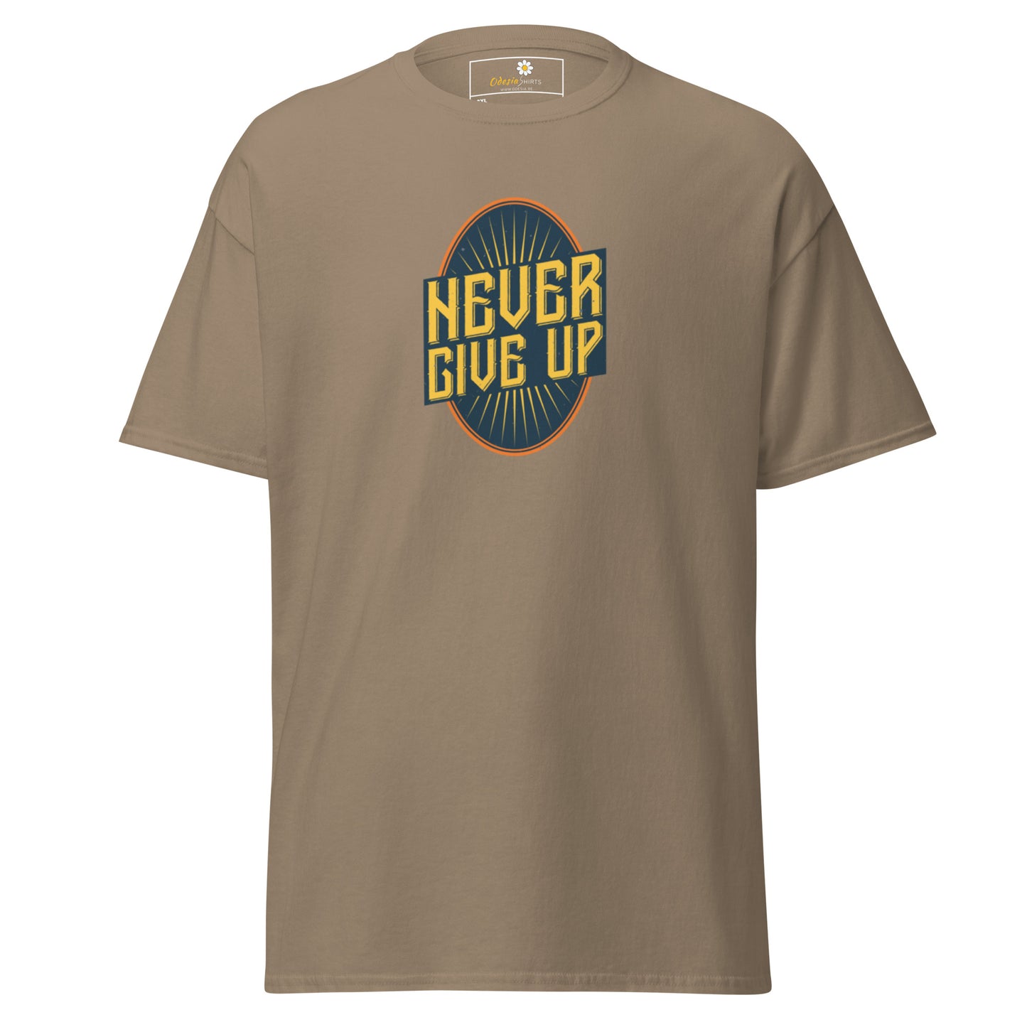 T-shirt classique pour homme - Texte NEVER GIVE UP - GRAND