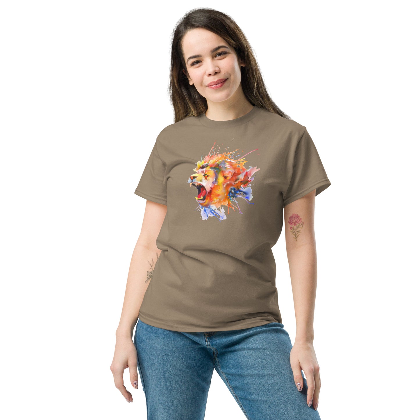 T-shirt classique pour homme - WILDLIFE LION WATERPAINTING - GRAND