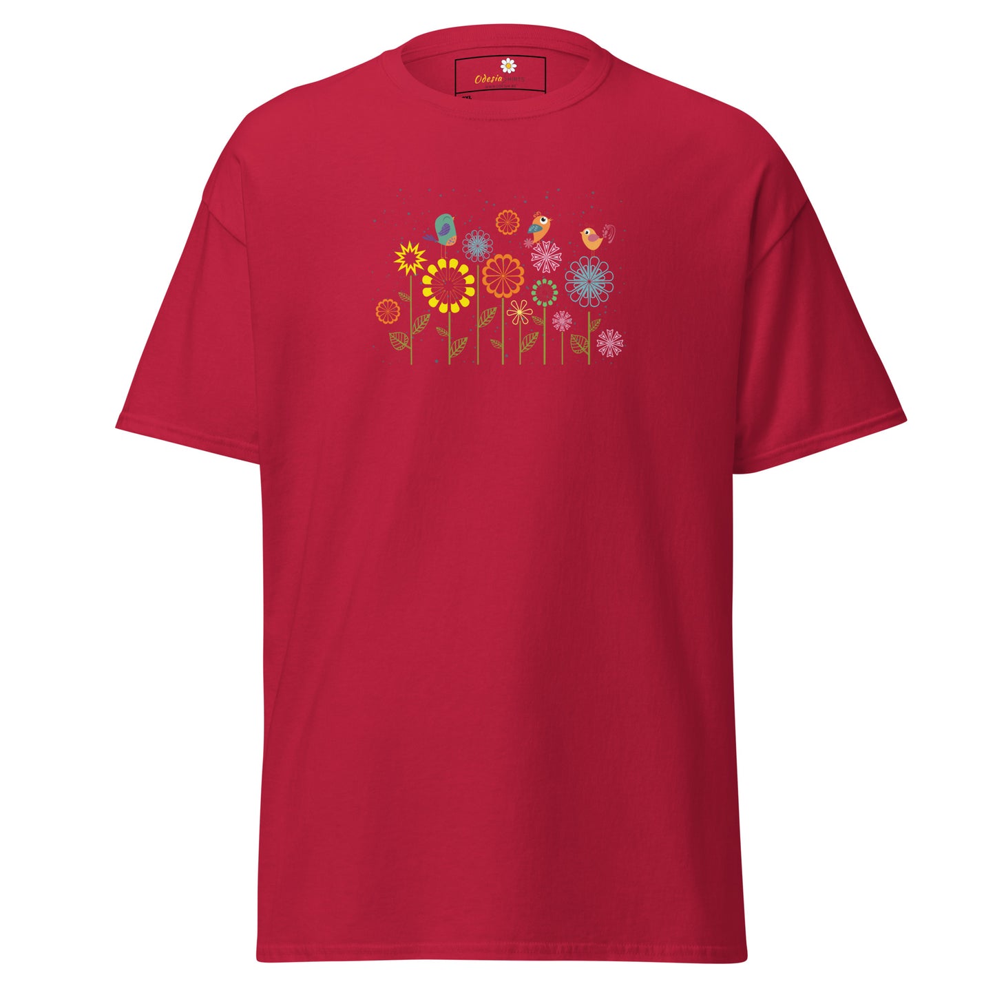 Klassieke t-shirts voor heren - DIEREN VOGELS OP BLOEMEN - GROOT