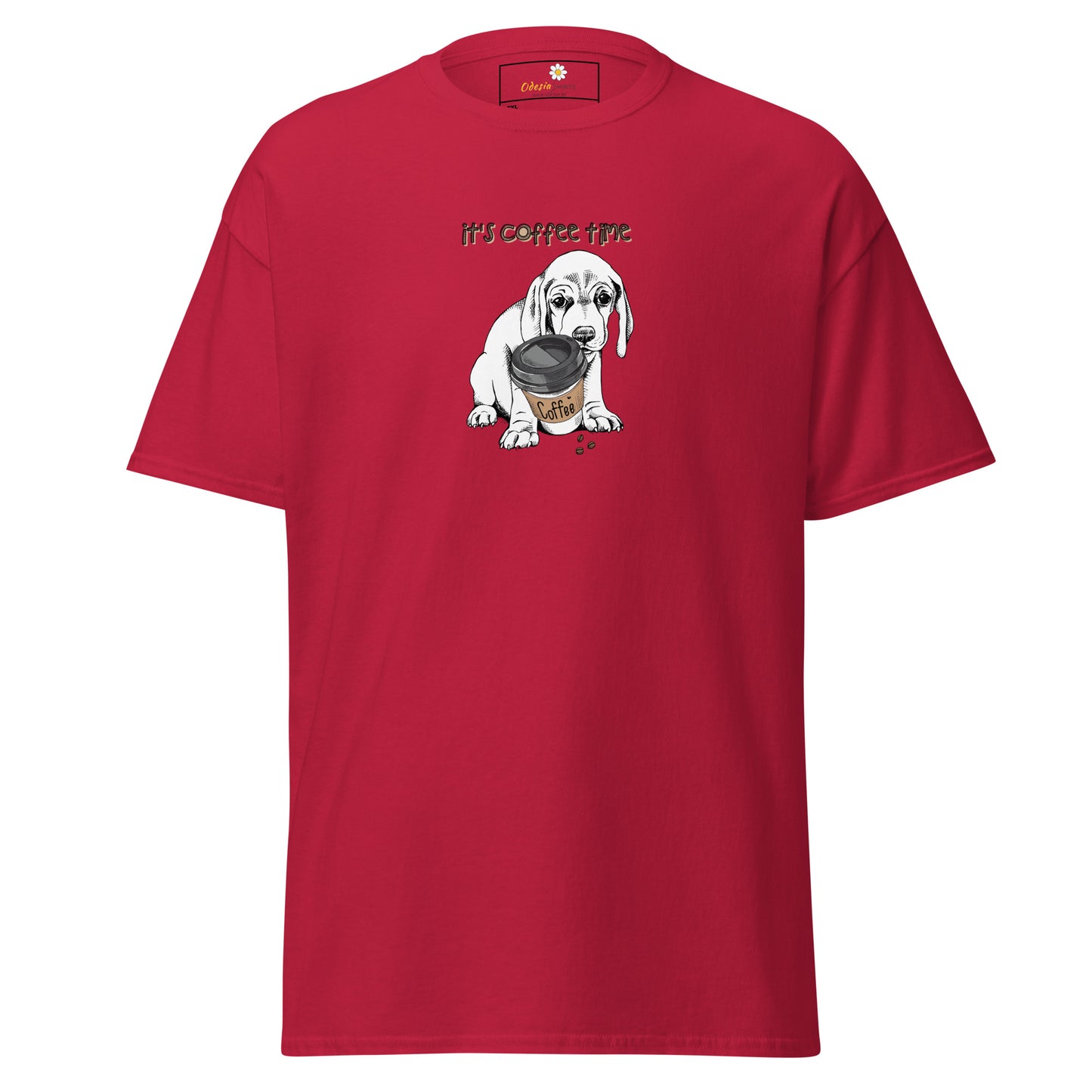 T-shirt classique unisexe - ANIMAUX CHIOT COFFEE TIME - GRAND