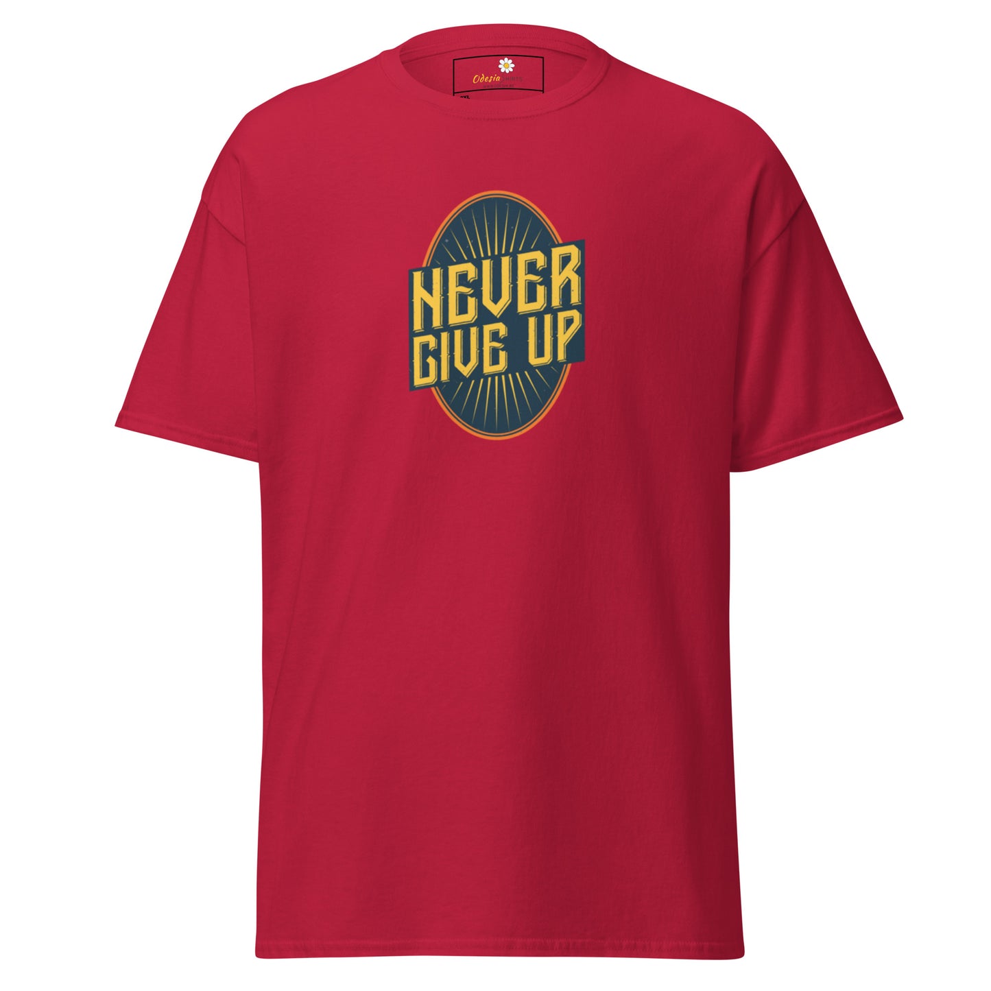 T-shirt classique pour homme - Texte NEVER GIVE UP - GRAND