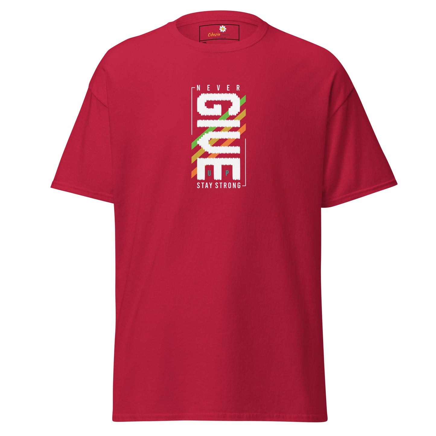 T-shirt classique pour homme - Texte NEVER GIVE UP - GRAND