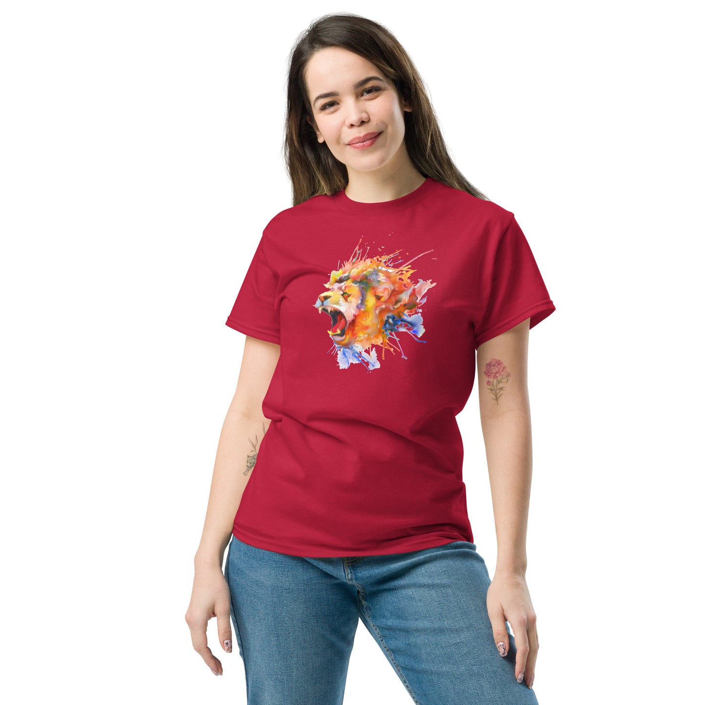 T-shirt classique pour homme - WILDLIFE LION WATERPAINTING - GRAND