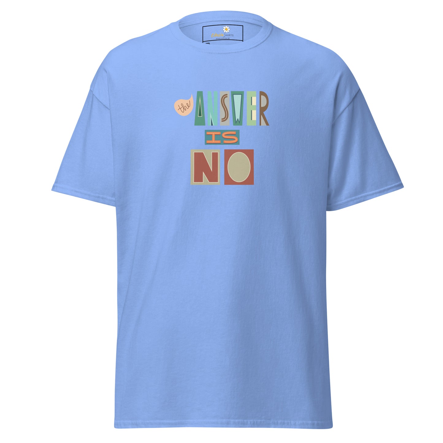 Heren klassiek t-shirt - TEKST HET ANTWOORD IS NEE - GROOT