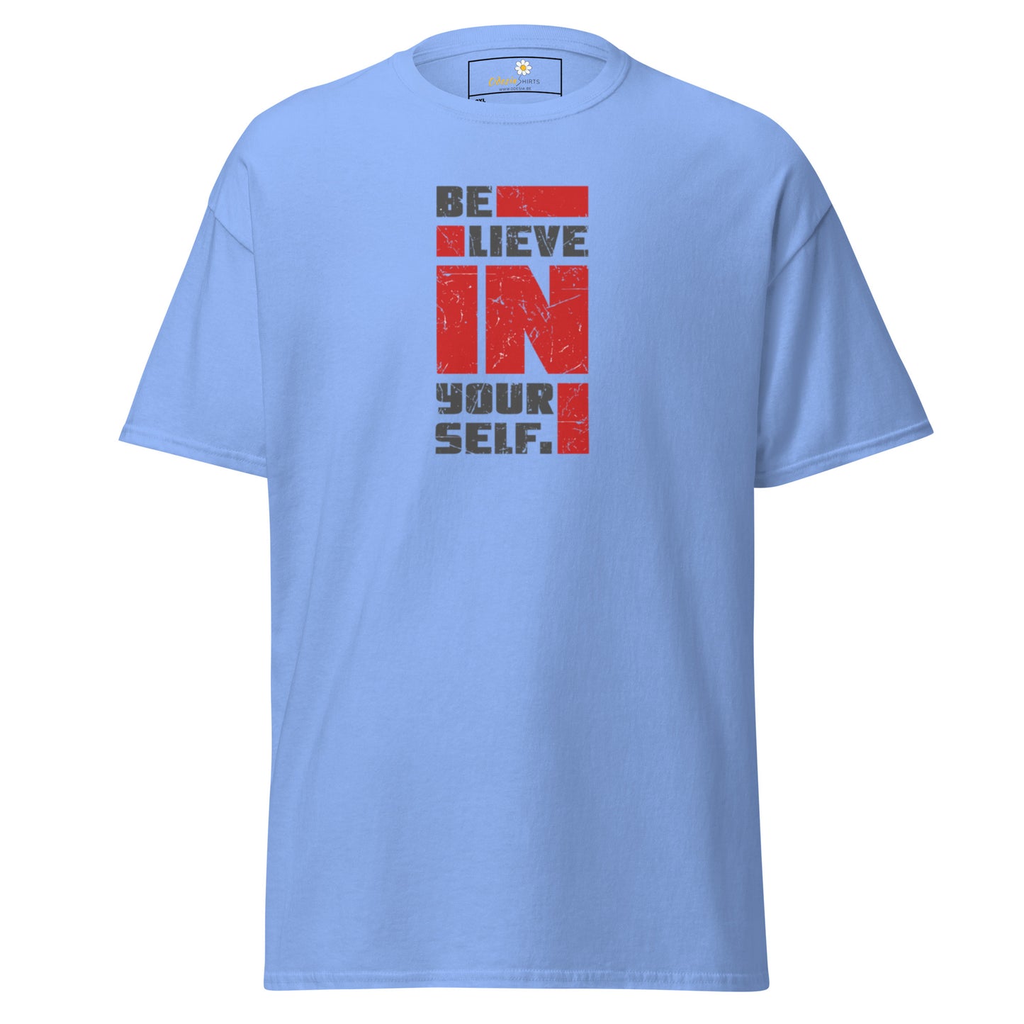 Heren klassiek t-shirt - TEKST POSITIEF GELOOF IN JEZELF - GROOT