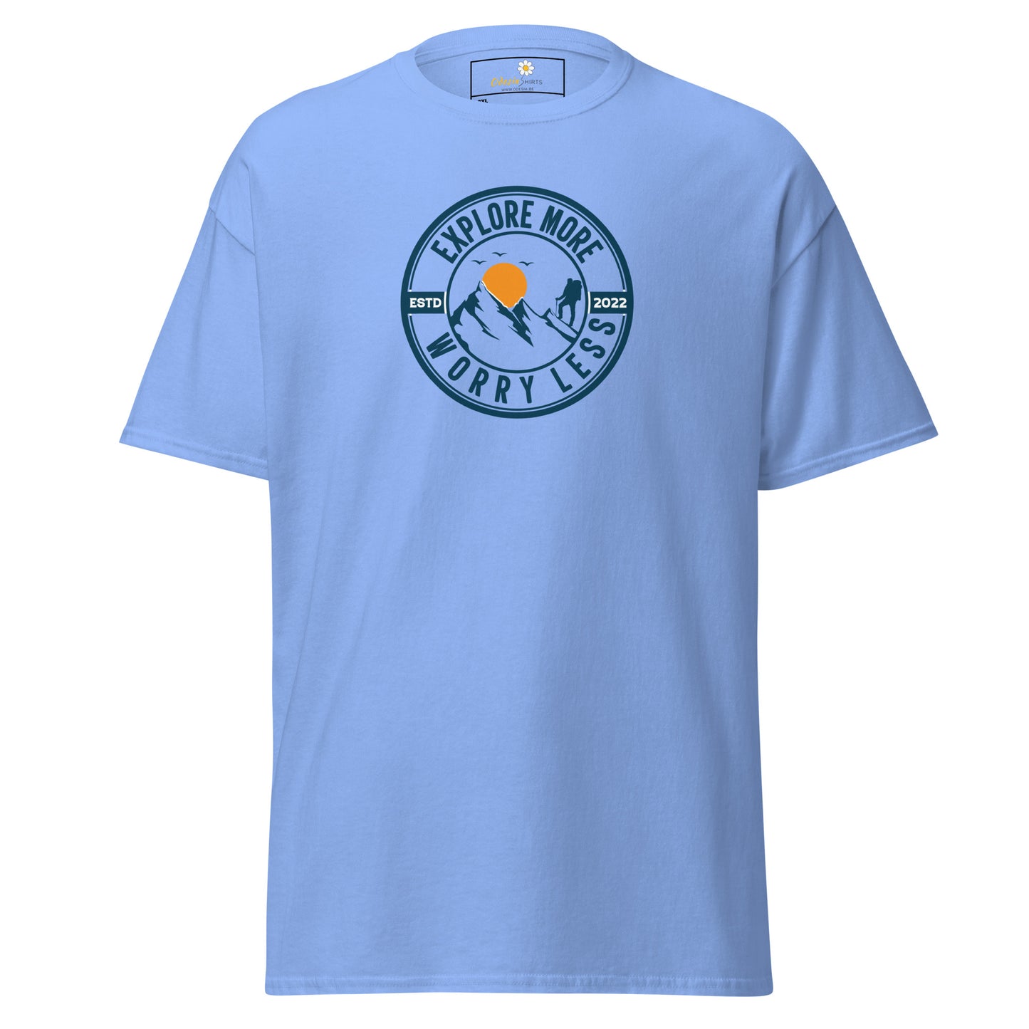 Unisex classic t-shirt - ADVENTURE EXPLORE MORE WORRY LESS - BIG