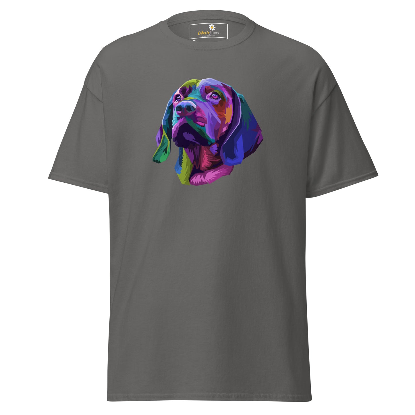 Unisex klassiek t-shirt - ANIMALS COLORFULL DOGHEAD - GROOT