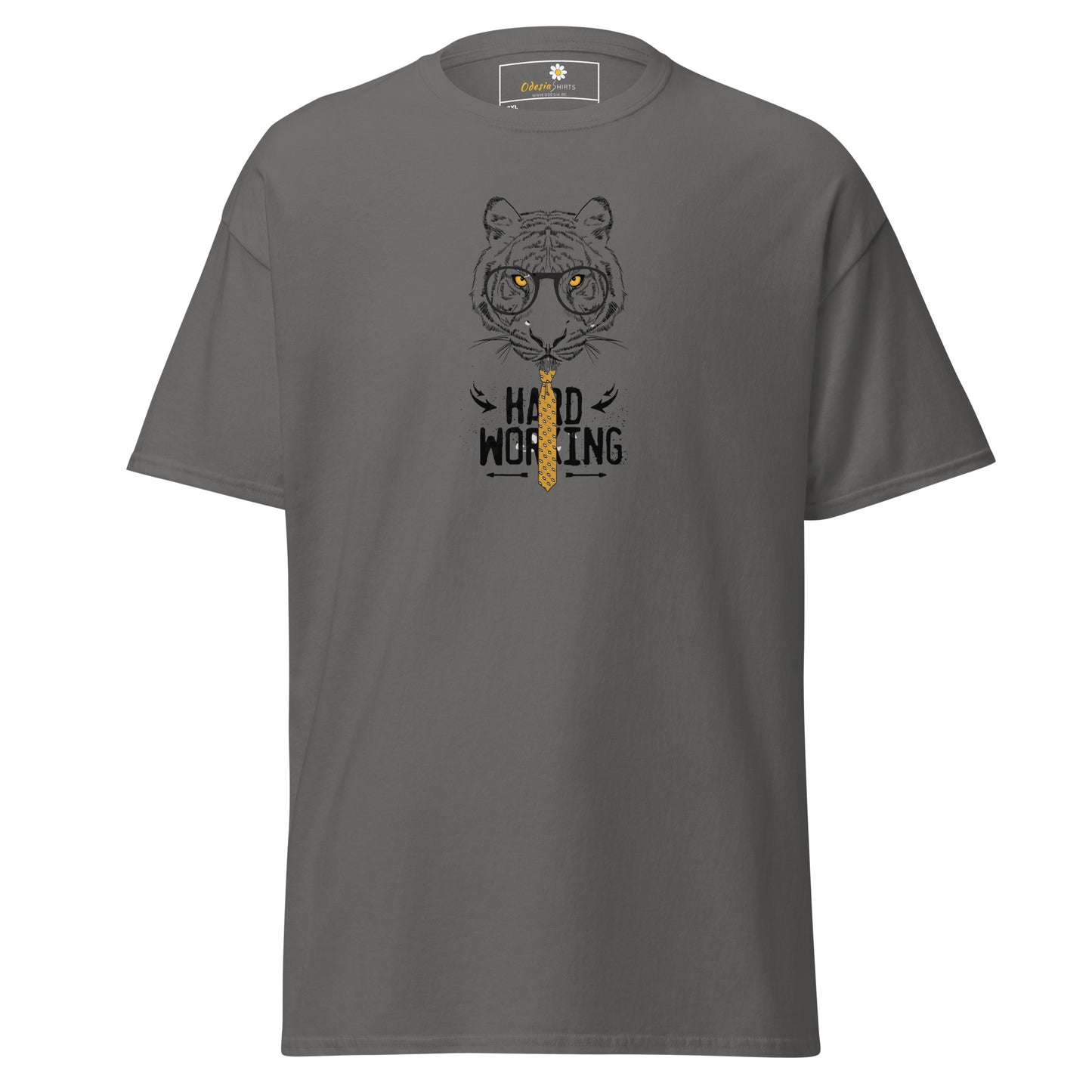 Heren klassiek t-shirt - WILDLIFE TIGER HARD WORKING - GROOT