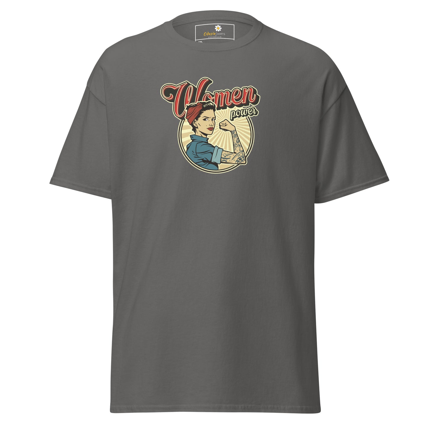 Klassiek heren t-shirt - VINTAGE WOMAN POWER - GROOT
