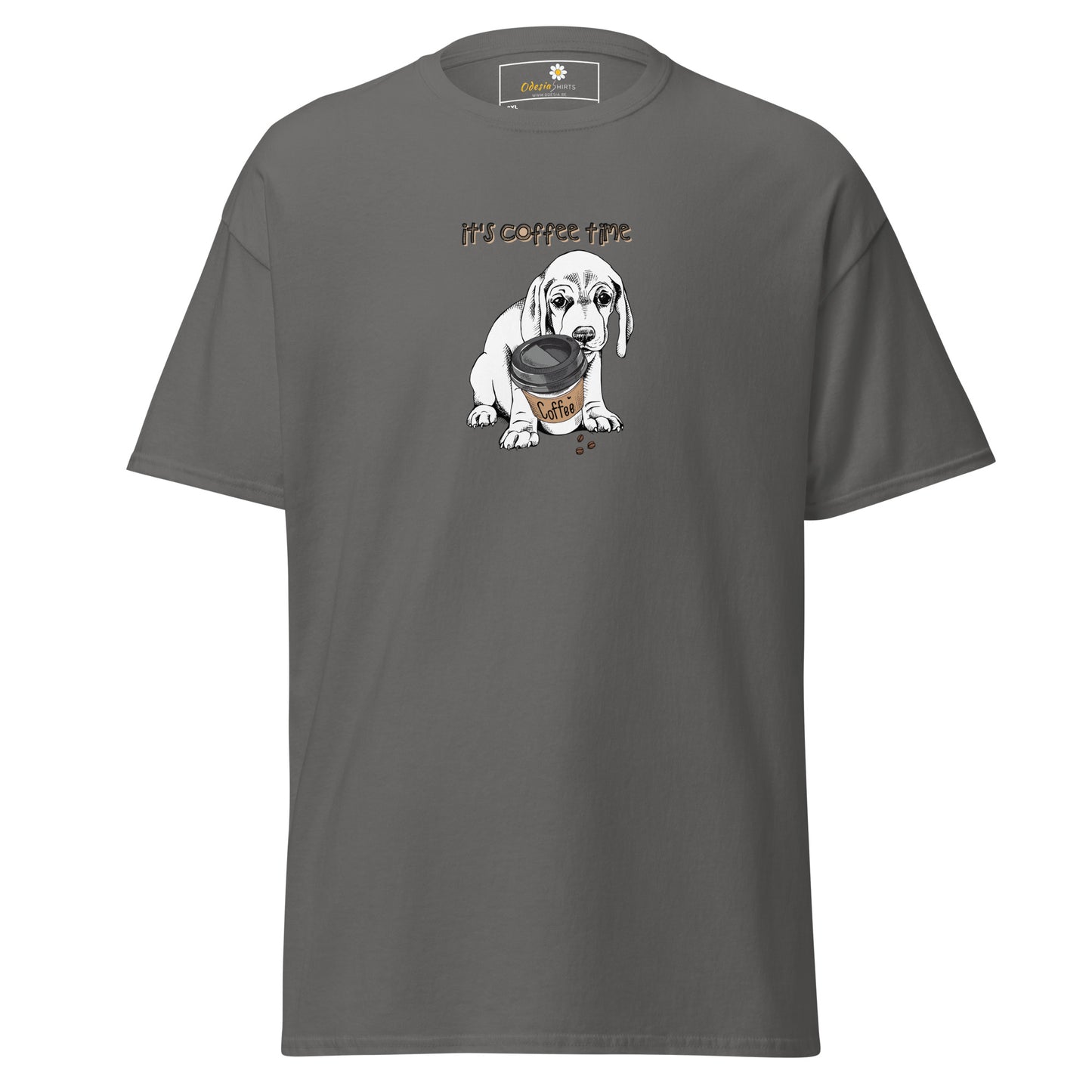T-shirt classique unisexe - ANIMAUX CHIOT COFFEE TIME - GRAND