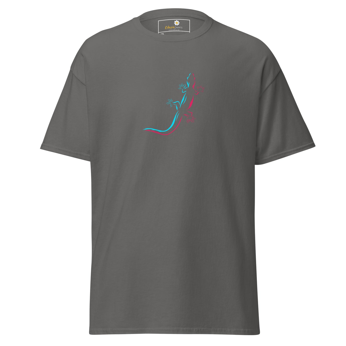 Heren klassiek t-shirt - WILDLIFE BLUE RED LIZARD - GROOT