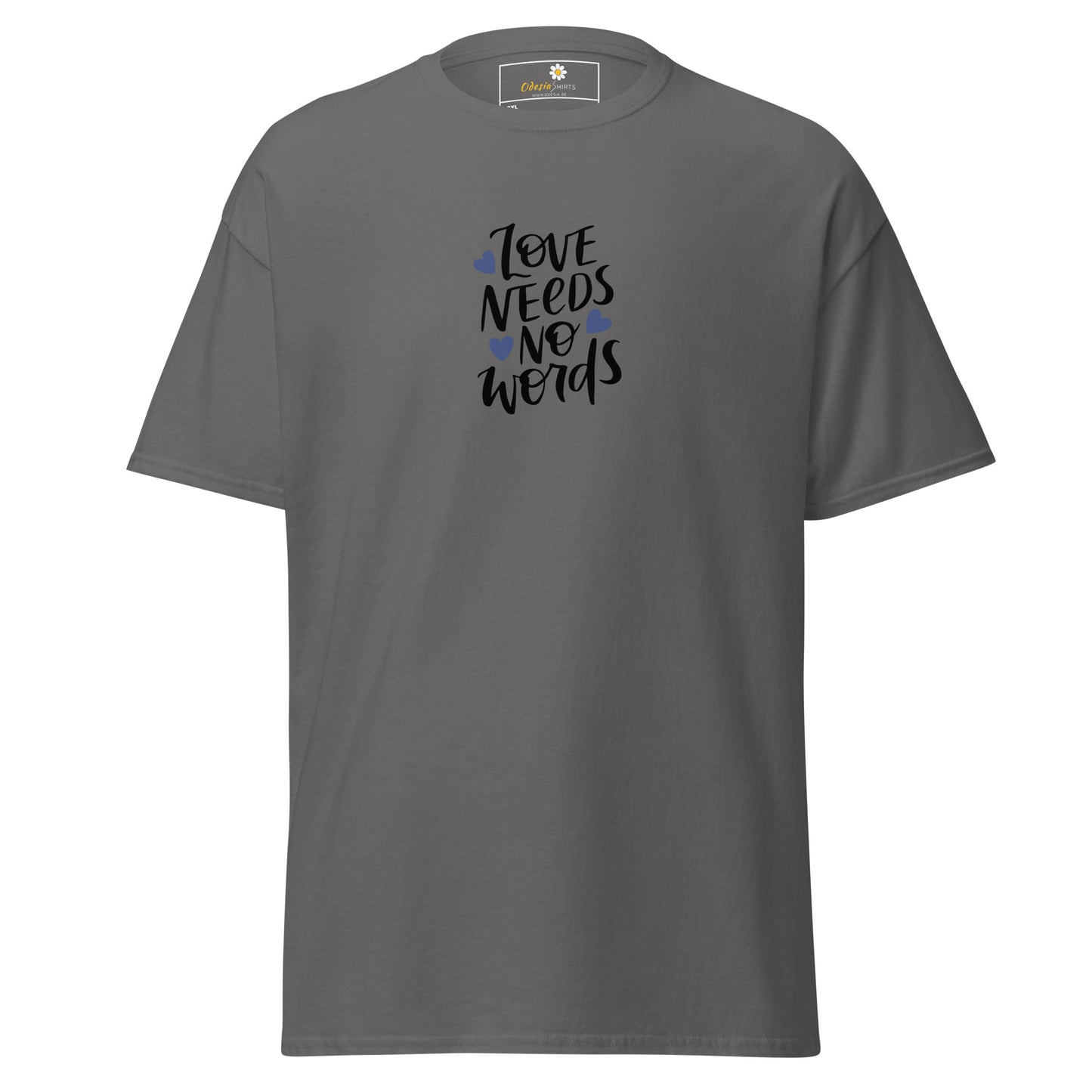 Heren klassiek t-shirt - TEKST LIEFDE HEEFT GEEN WOORD NODIG - GROOT