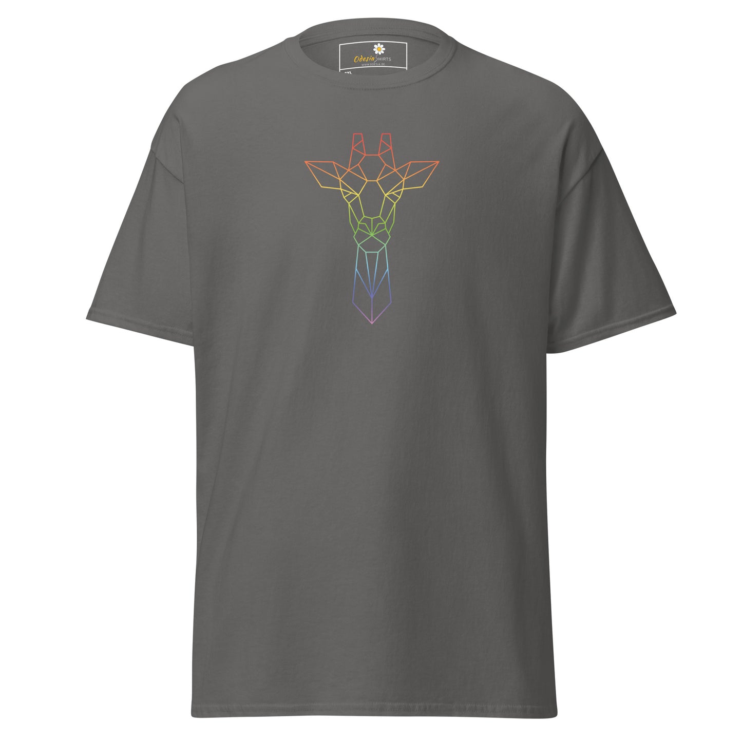 Klassiek heren t-shirt - WILDLIFE GIRAFFE LINE COLORS - GROOT