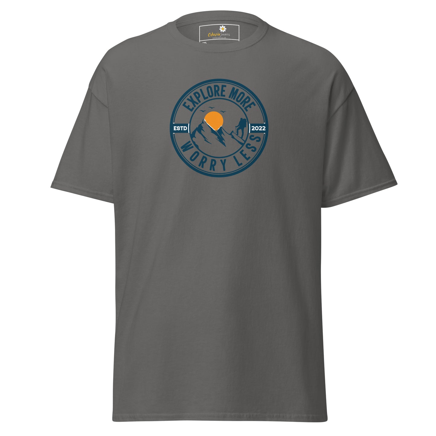 Unisex classic t-shirt - ADVENTURE EXPLORE MORE WORRY LESS - BIG