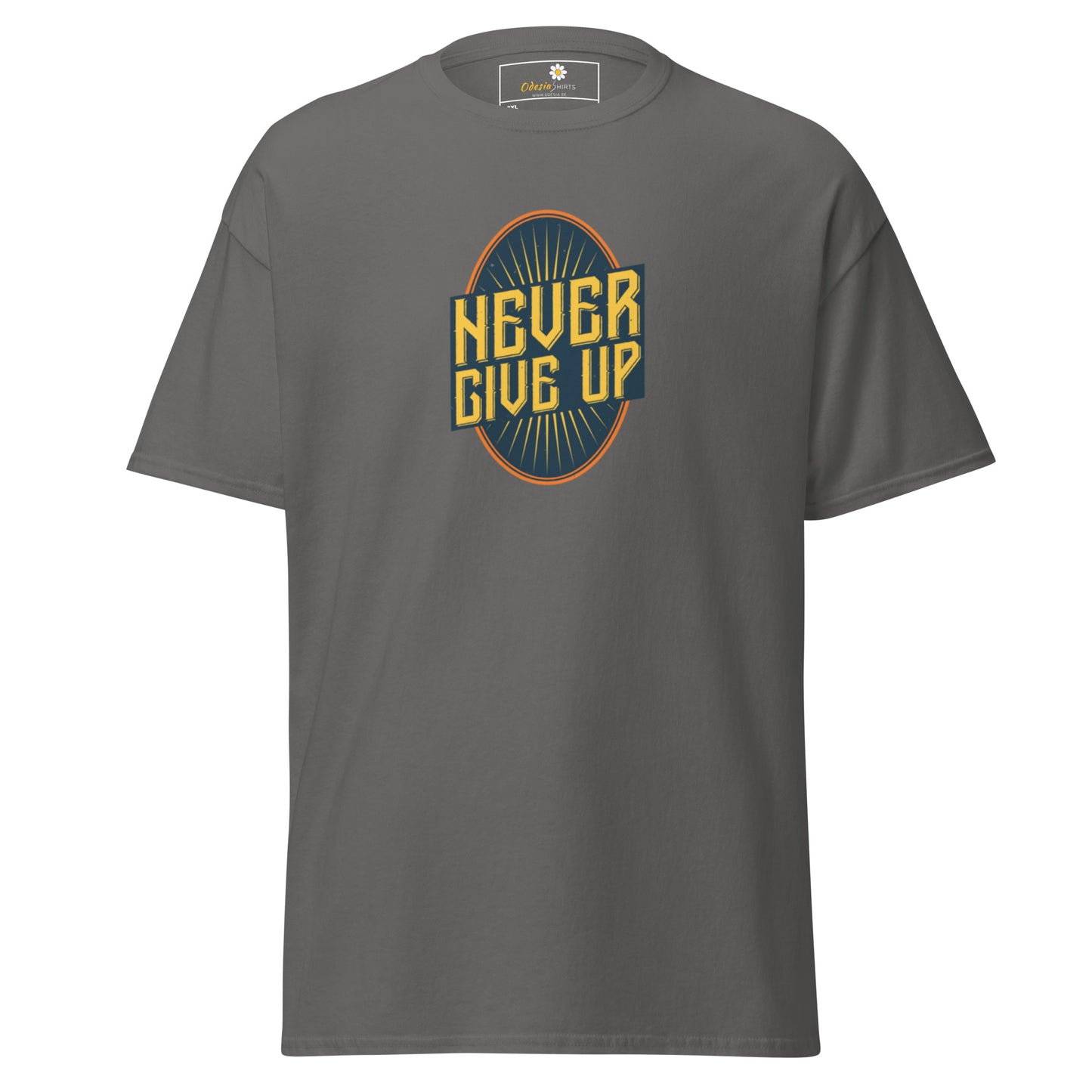 T-shirt classique pour homme - Texte NEVER GIVE UP - GRAND