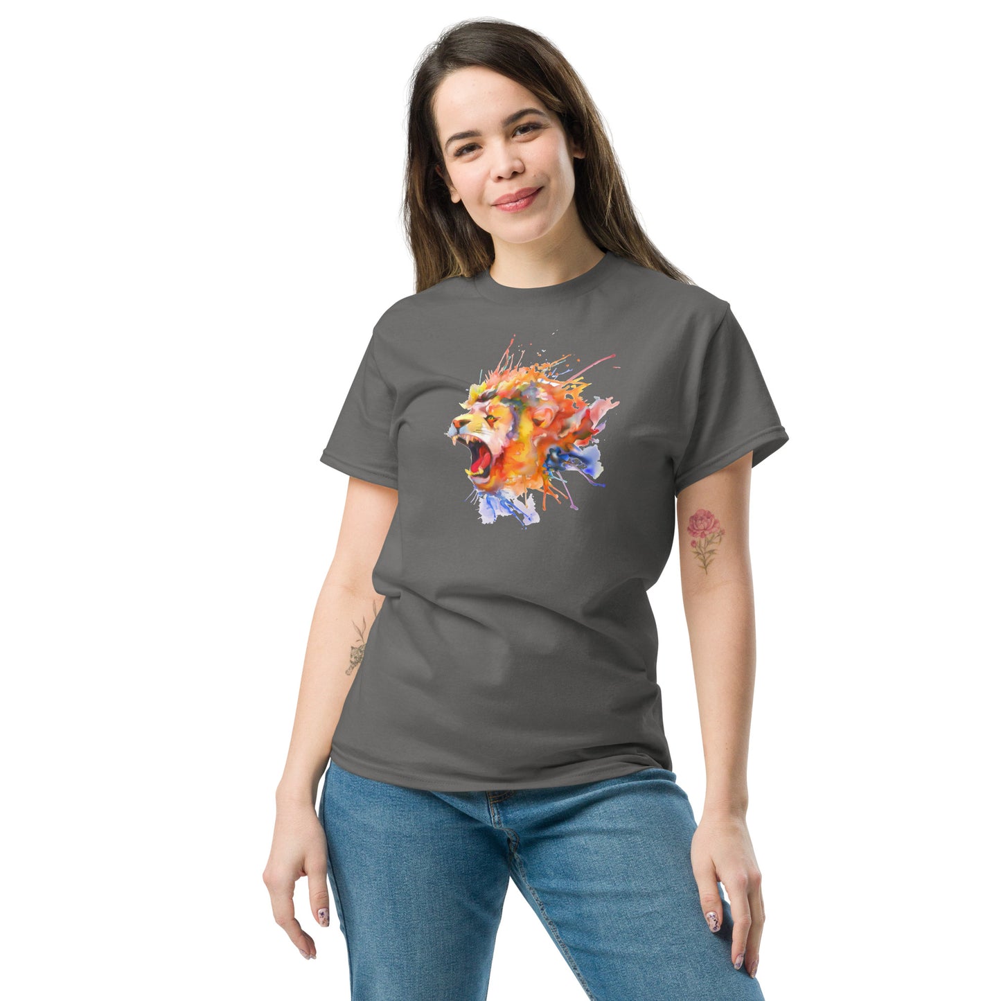 T-shirt classique pour homme - WILDLIFE LION WATERPAINTING - GRAND