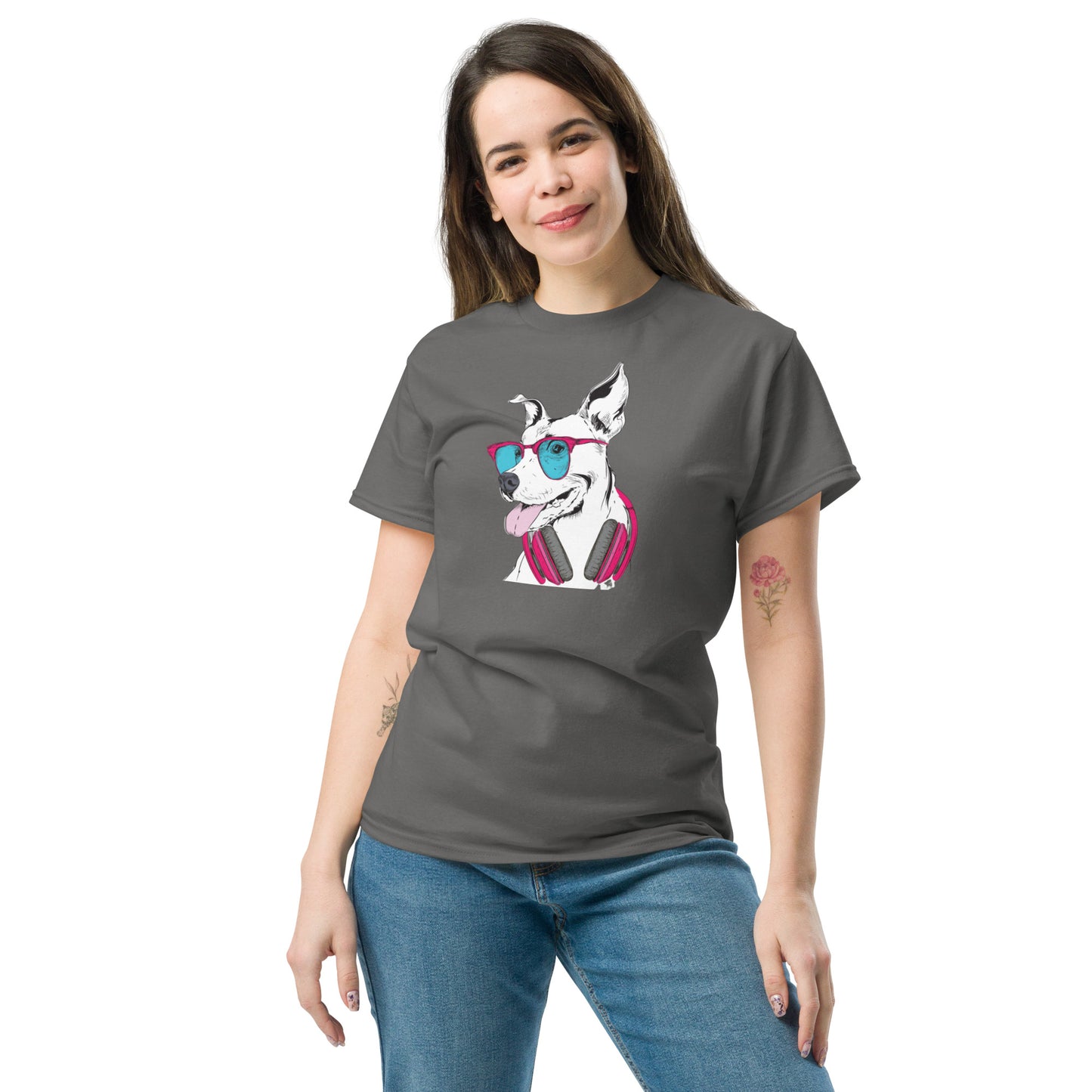 T-shirt classique unisexe - ANIMAUX MUSIQUE FUN CHIEN - GRAND