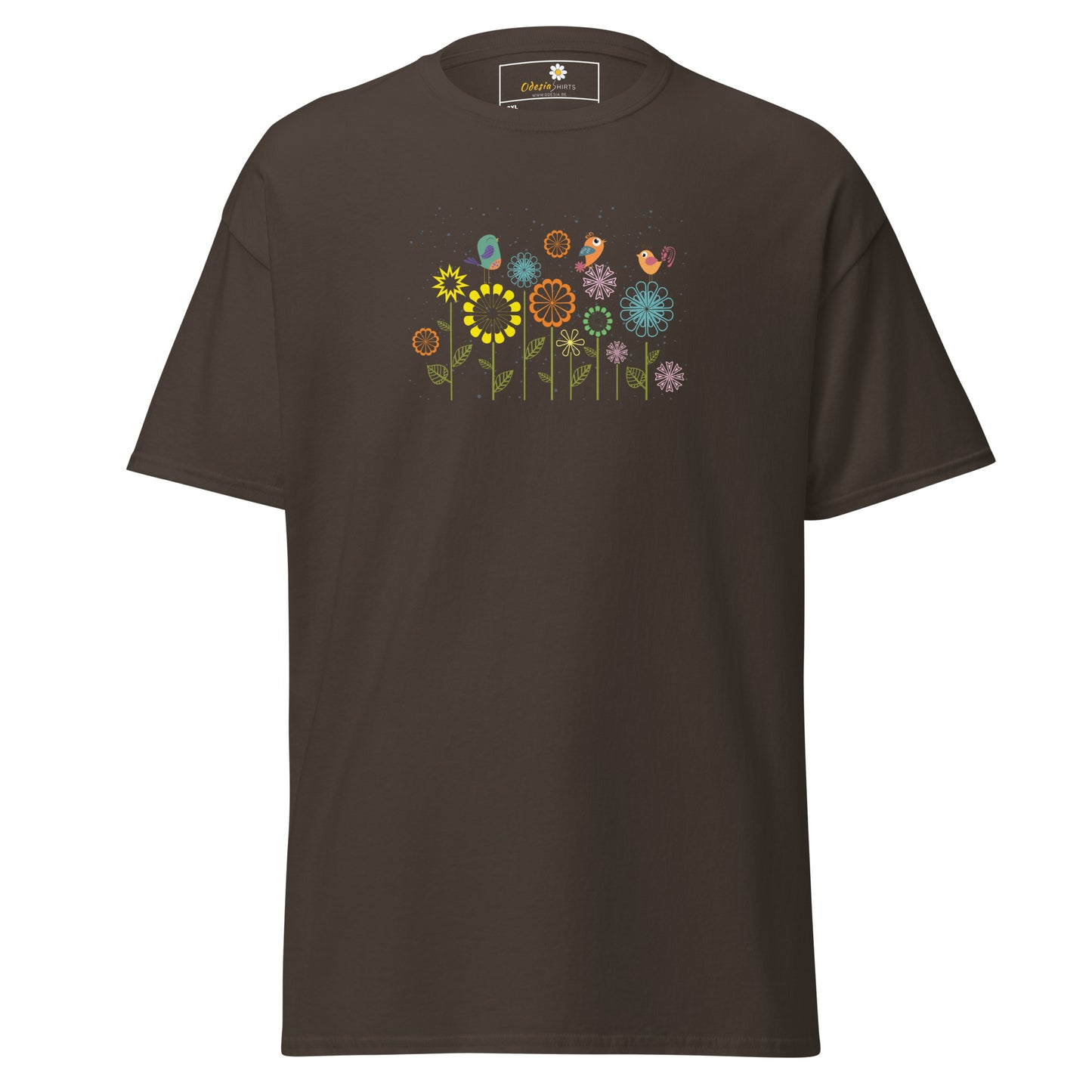 Klassieke t-shirts voor heren - DIEREN VOGELS OP BLOEMEN - GROOT