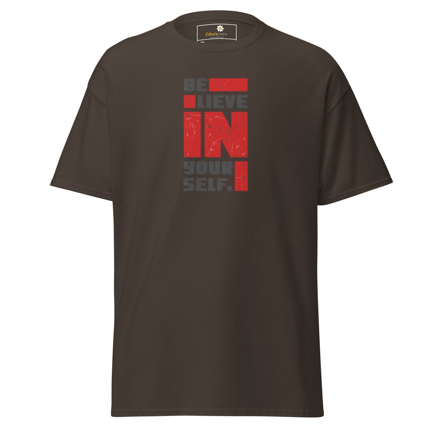 Heren klassiek t-shirt - TEKST POSITIEF GELOOF IN JEZELF - GROOT