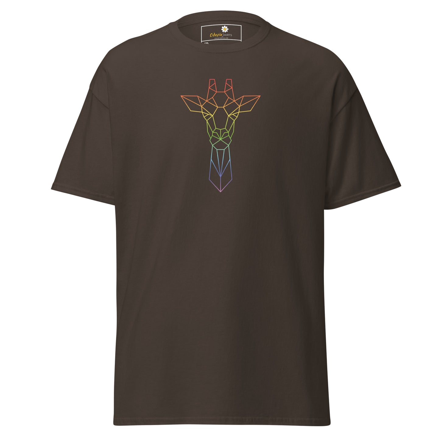 Klassiek heren t-shirt - WILDLIFE GIRAFFE LINE COLORS - GROOT