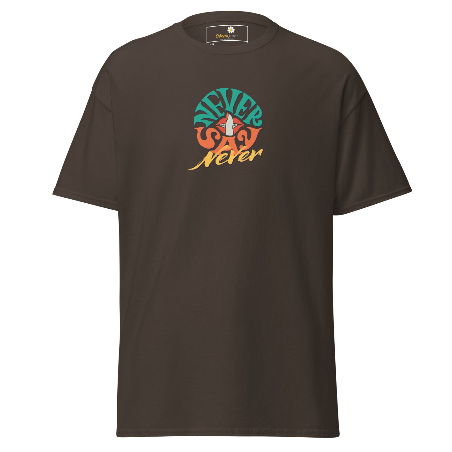 T-shirt classique pour homme - Texte Never Say Never - Grand