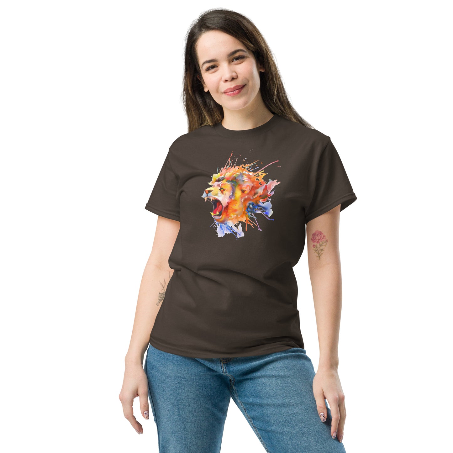 T-shirt classique pour homme - WILDLIFE LION WATERPAINTING - GRAND