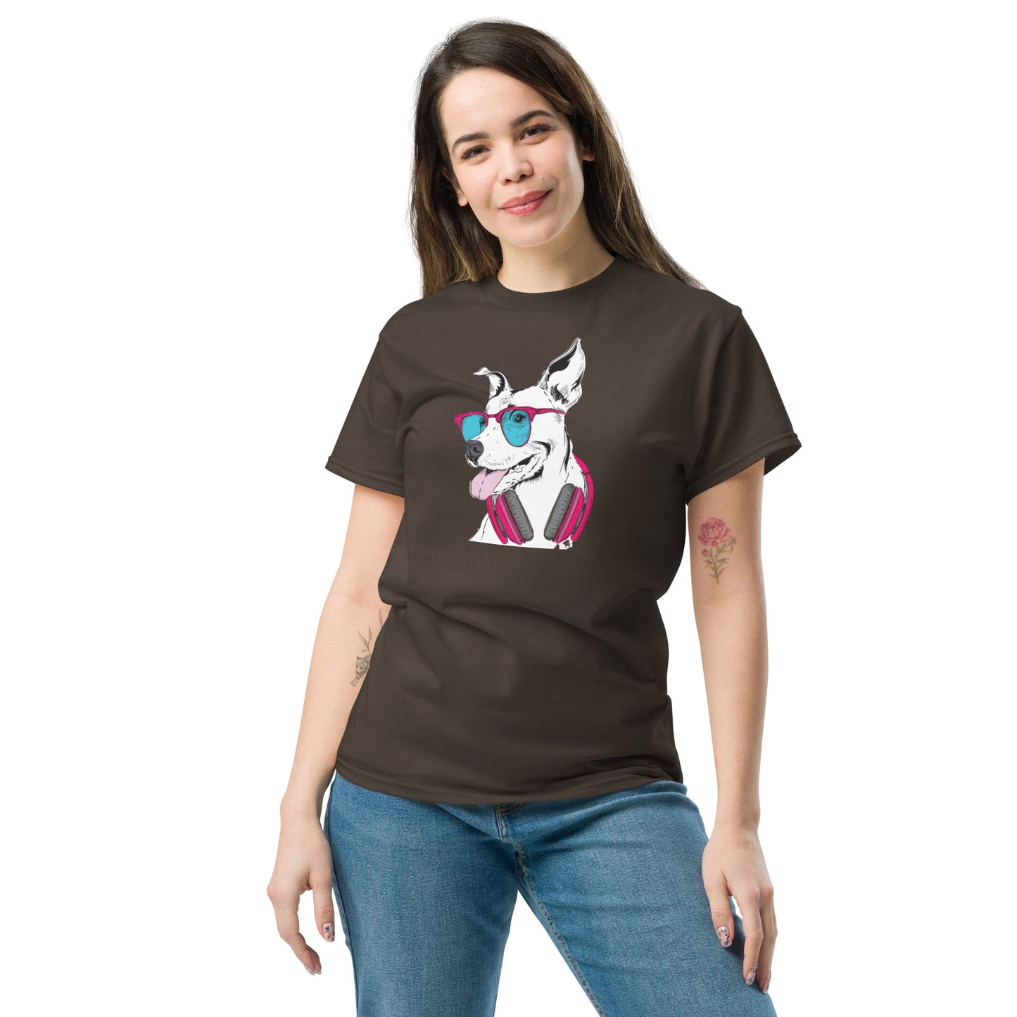 T-shirt classique unisexe - ANIMAUX MUSIQUE FUN CHIEN - GRAND